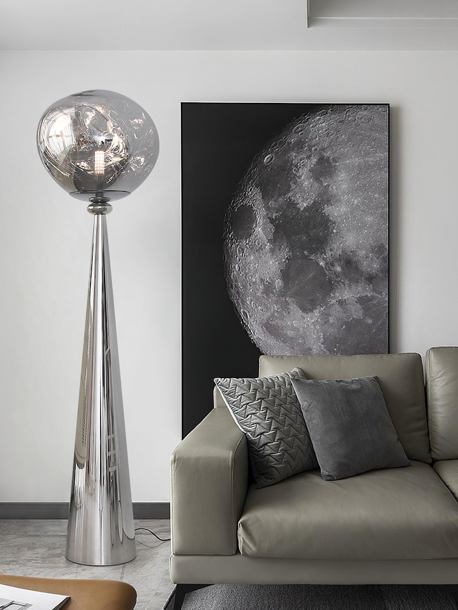 Lámpara de Pie Dorada Cone Lava con Efecto de Vidrio Fundido para Salón – Iluminación Moderna y Elegante 4