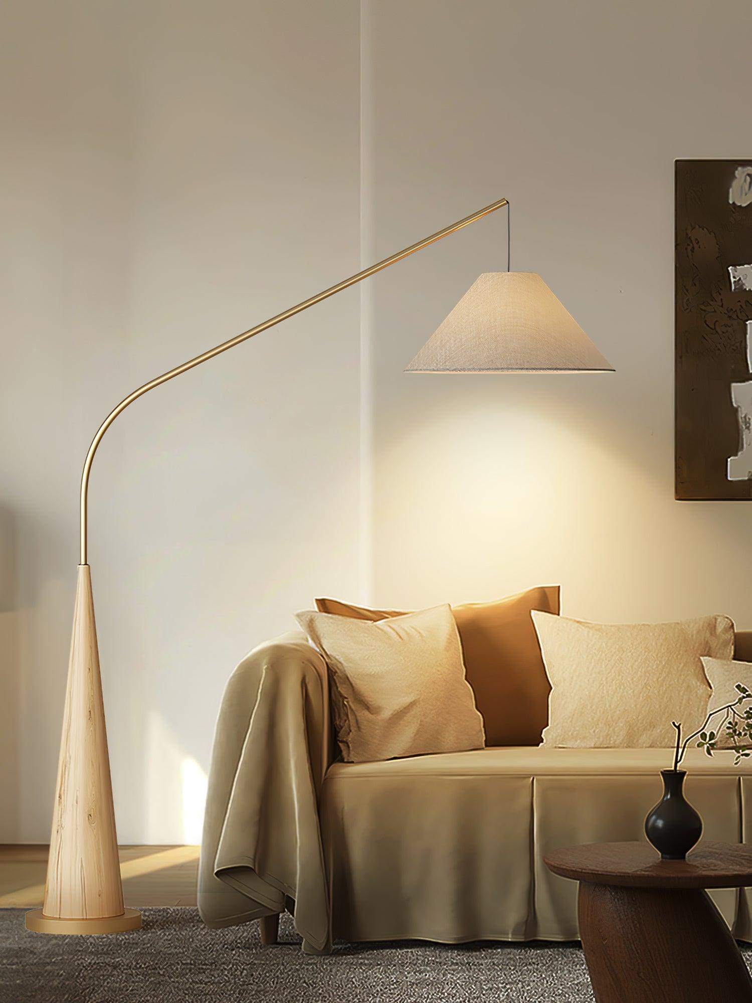 Lámpara de Pie Dorada Moderna con Pantalla de Lino Beige para Salón - Diseño Elegante y Versátil 7