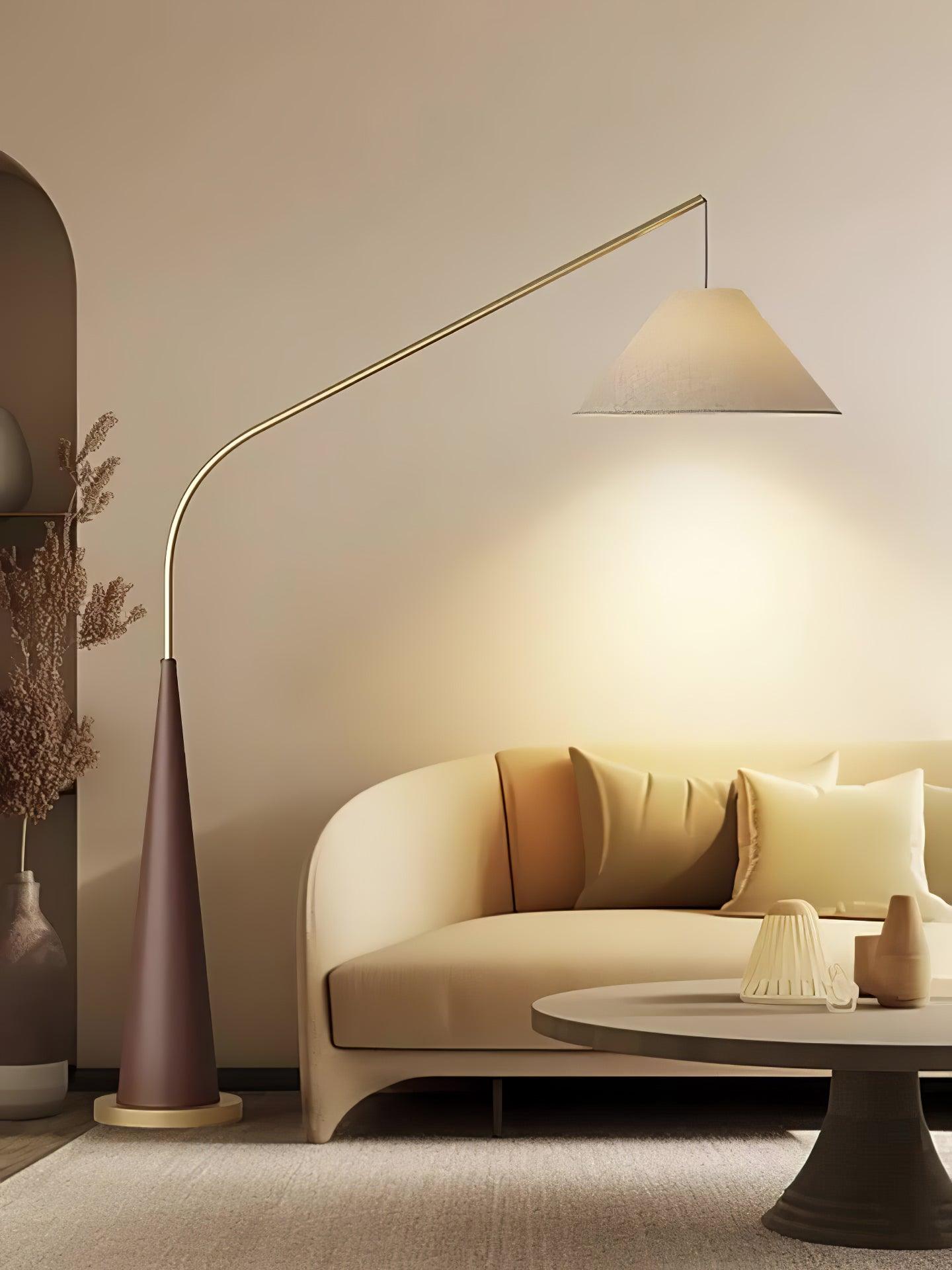 Lámpara de Pie Dorada Moderna con Pantalla de Lino Beige para Salón - Diseño Elegante y Versátil 8