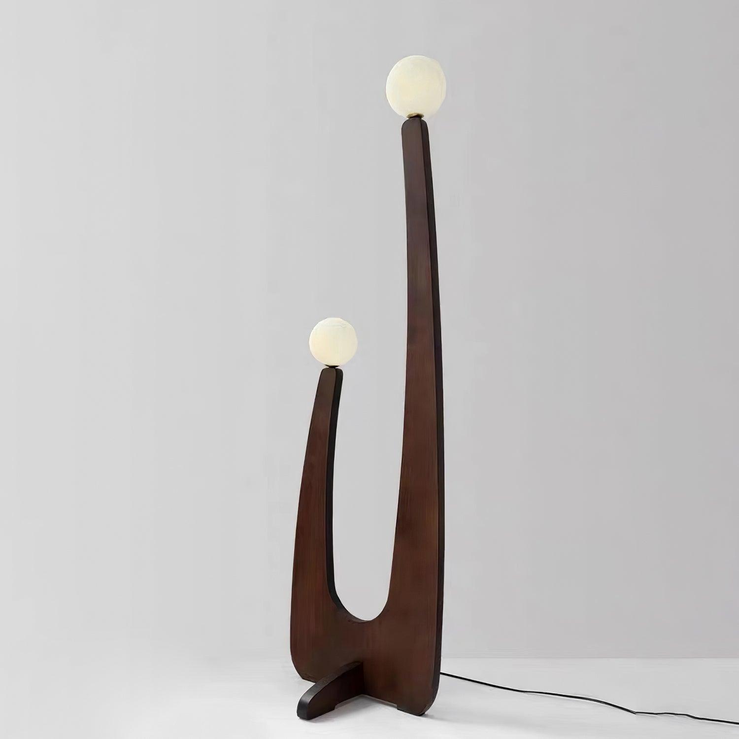 Lámpara de Pie Elegante de Madera con Pantallas de Vidrio Frosted – Diseño Único y Sofisticado 8