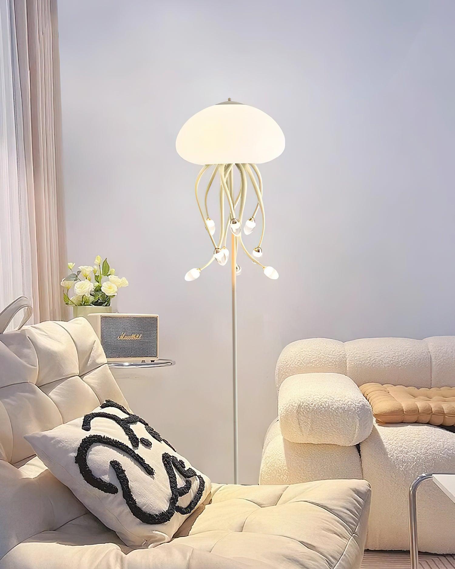 Lámpara de Pie LED Medusa con Diseño Translucido, Ideal para Salones y Espacios Amplios, Luz Cálida y Neutra 5