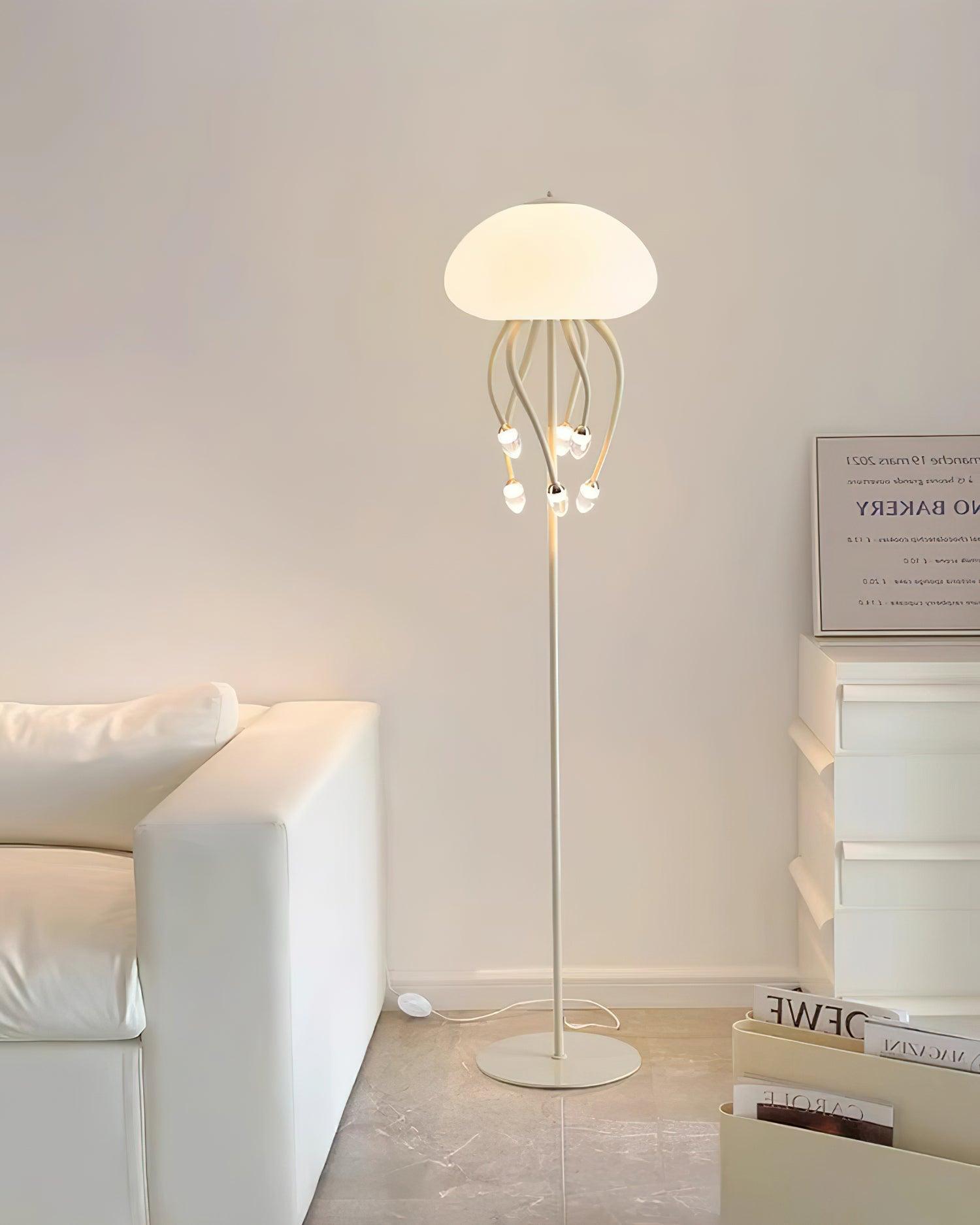 Lámpara de Pie LED Medusa con Diseño Translucido, Ideal para Salones y Espacios Amplios, Luz Cálida y Neutra 8