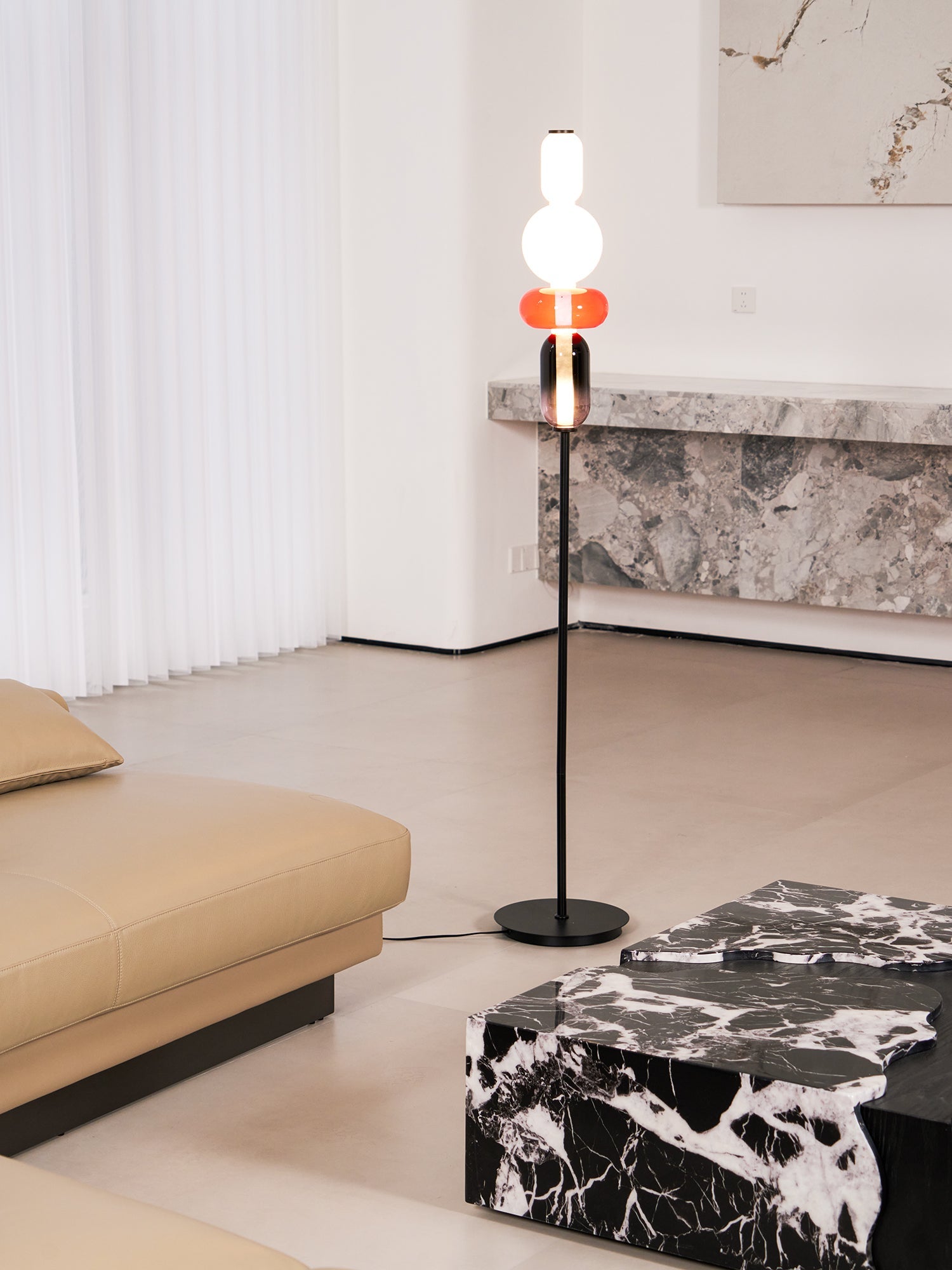 Lámpara de Pie LED Moderna de Cristal para Salón, Diseño Elegante, Altura Ajustable, Luz Cálida y Neutra, Ideal para Decoración Interior 4