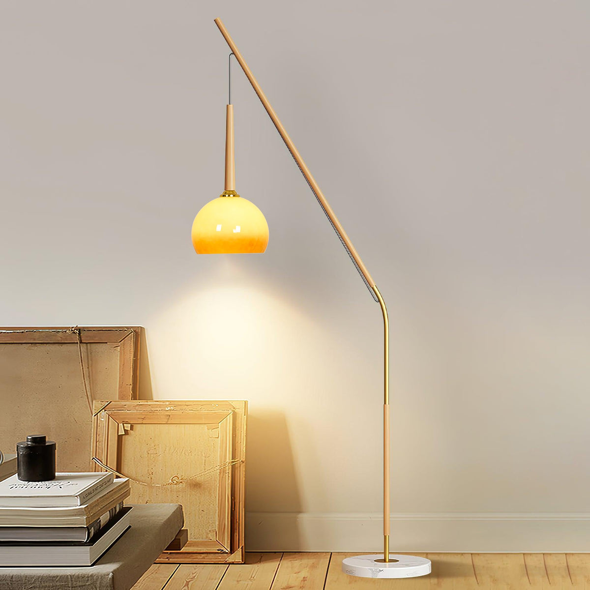 Milra - Lámpara de Pie LED Moderna con Base Metálica y Pantalla Naranja para Salón - Diseño Elegante y Funcional