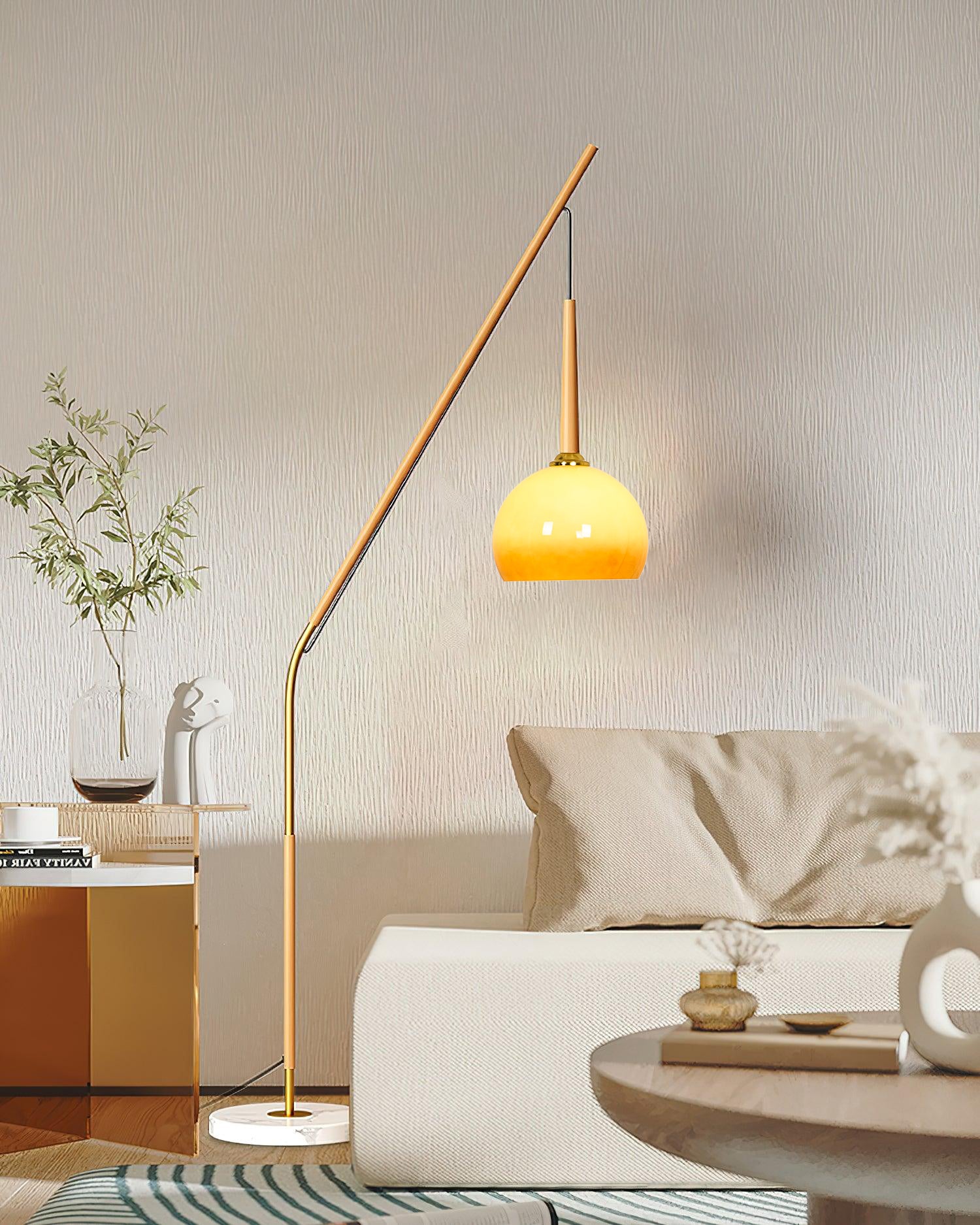 Lámpara de Pie LED Moderna de Mármol y Hierro con Pantalla Naranja para Salón - Diseño Elegante y Funcional 4