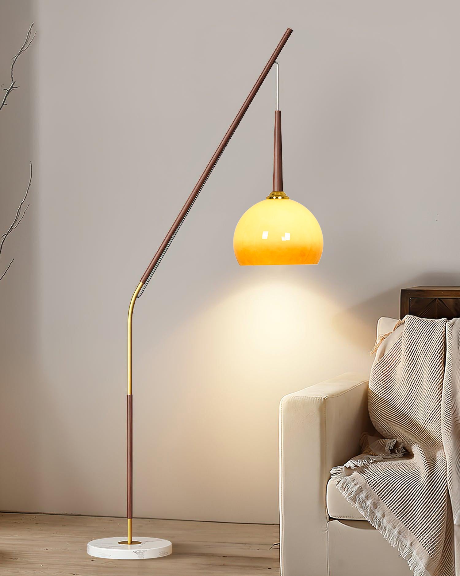 Lámpara de Pie LED Moderna de Mármol y Hierro con Pantalla Naranja para Salón - Diseño Elegante y Funcional 5
