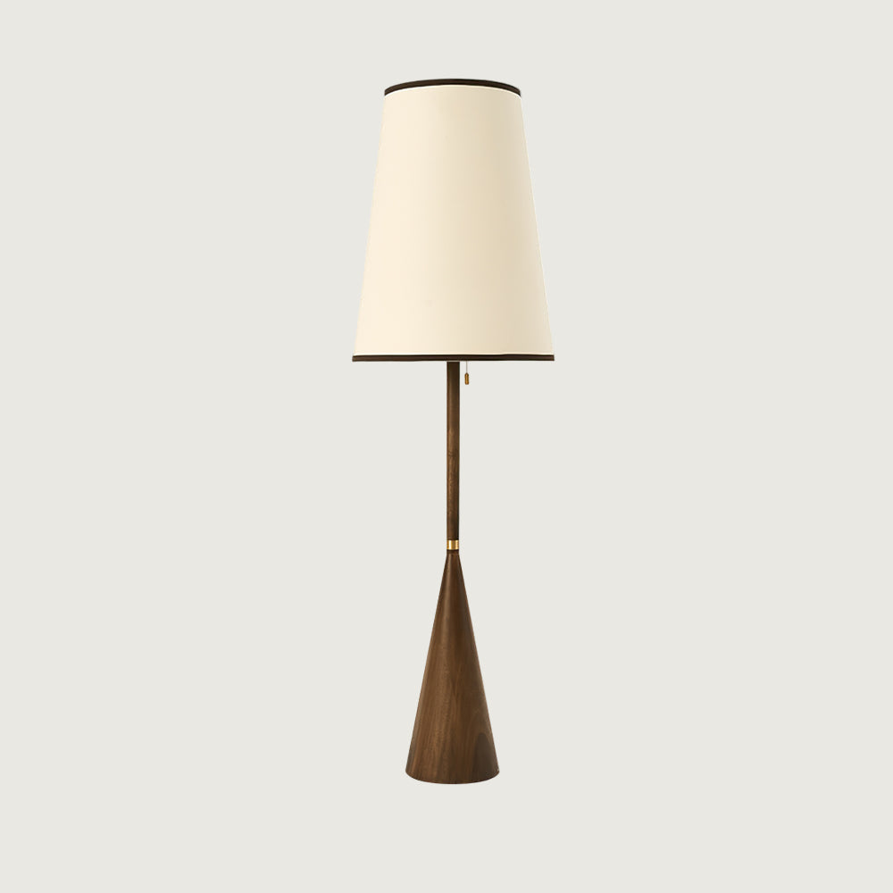 Lámpara de Pie Mezzo con Base de Madera y Pantalla de Tela – Iluminación Interior Elegante 0