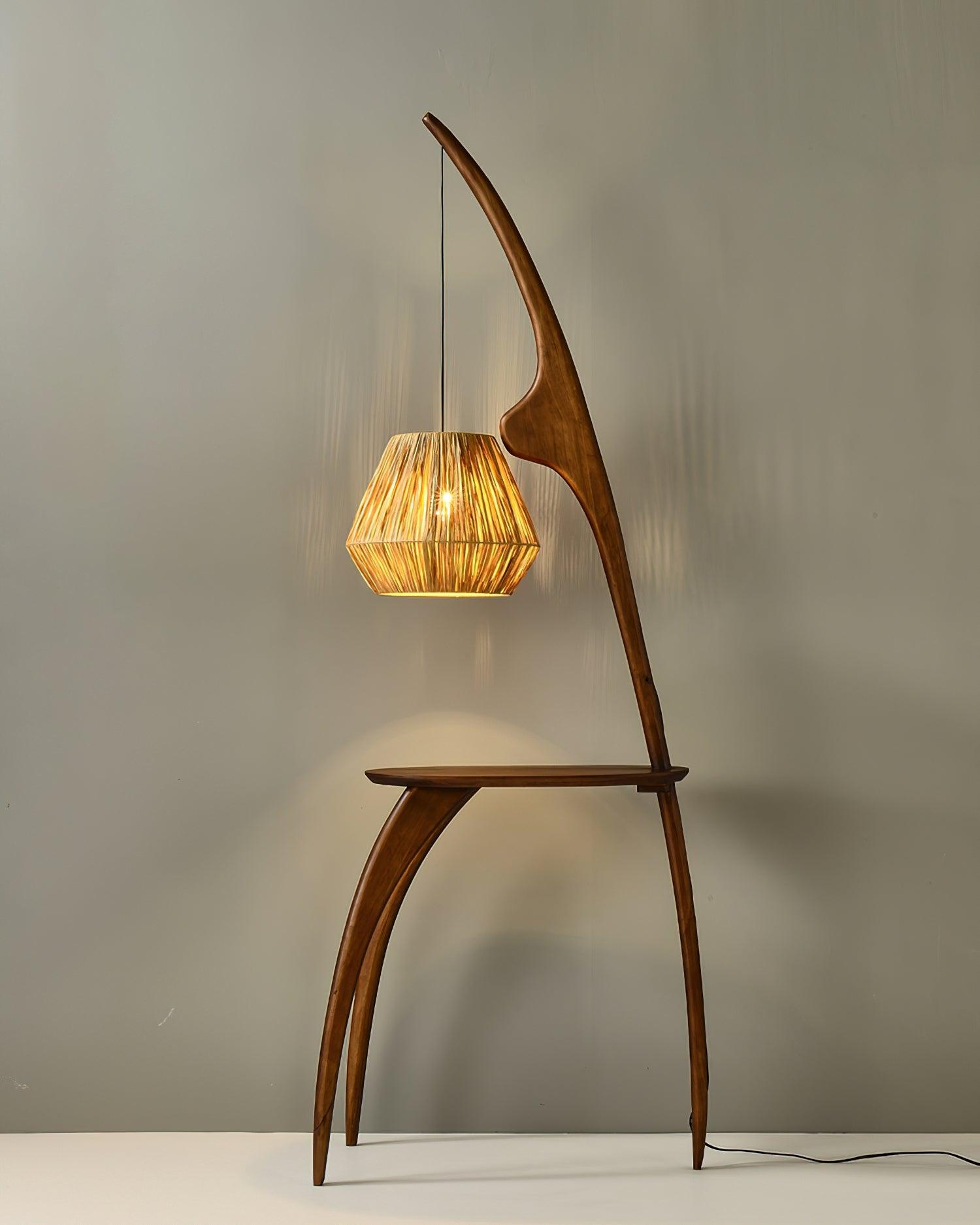 Lámpara de Pie Minimalista de Madera y Ratán – Diseño Wabi-Sabi, Ideal para Interiores 5