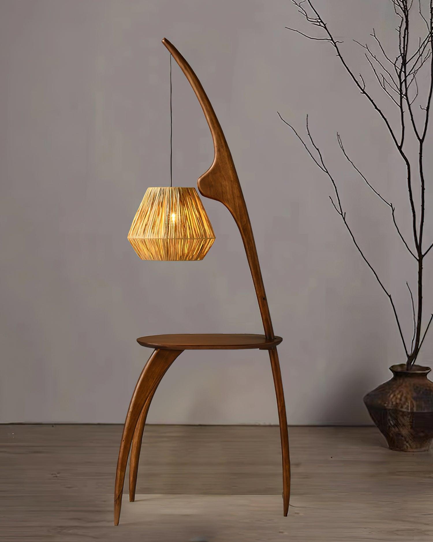 Lámpara de Pie Minimalista de Madera y Ratán – Diseño Wabi-Sabi, Ideal para Interiores 6