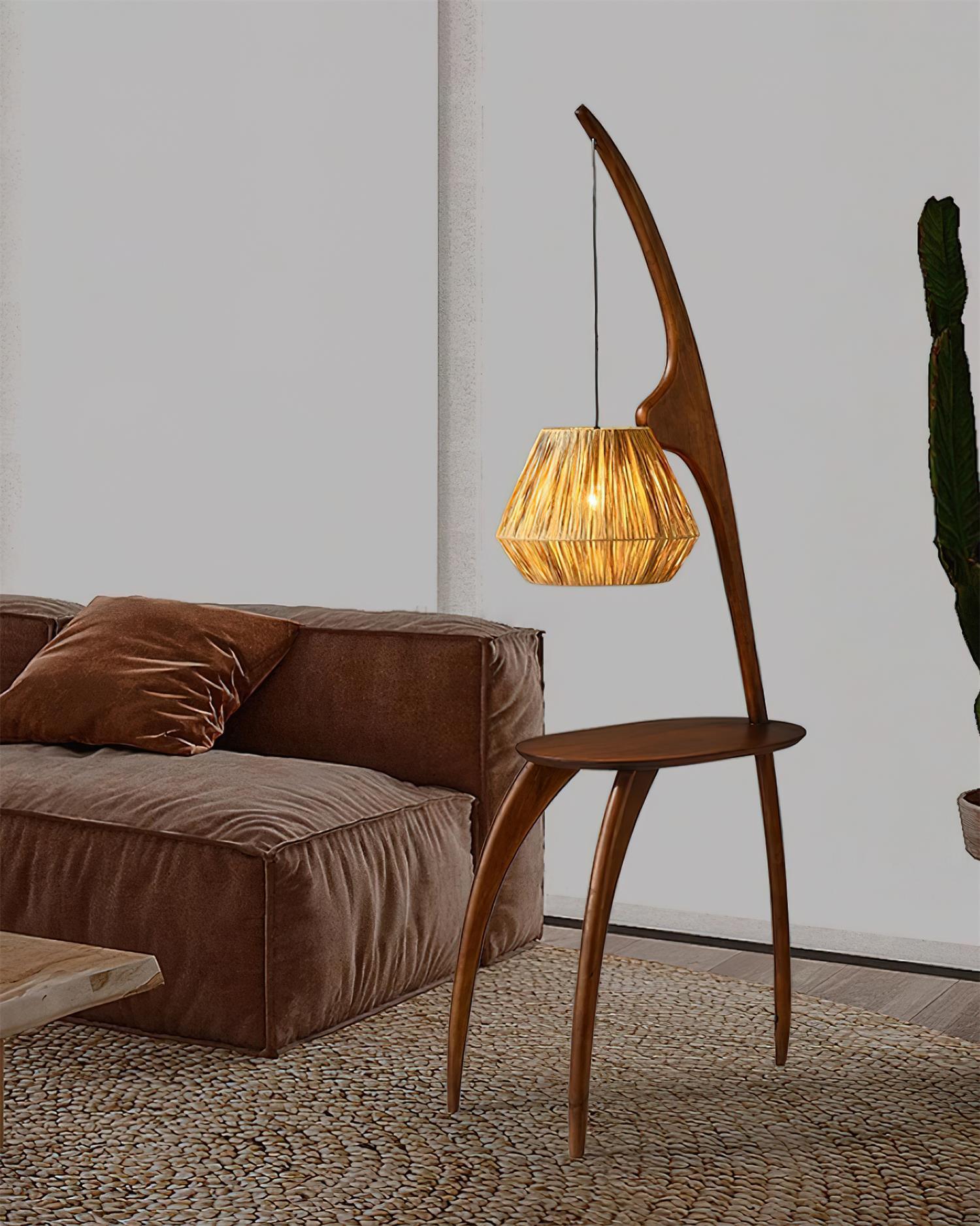 Lámpara de Pie Minimalista de Madera y Ratán – Diseño Wabi-Sabi, Ideal para Interiores 7