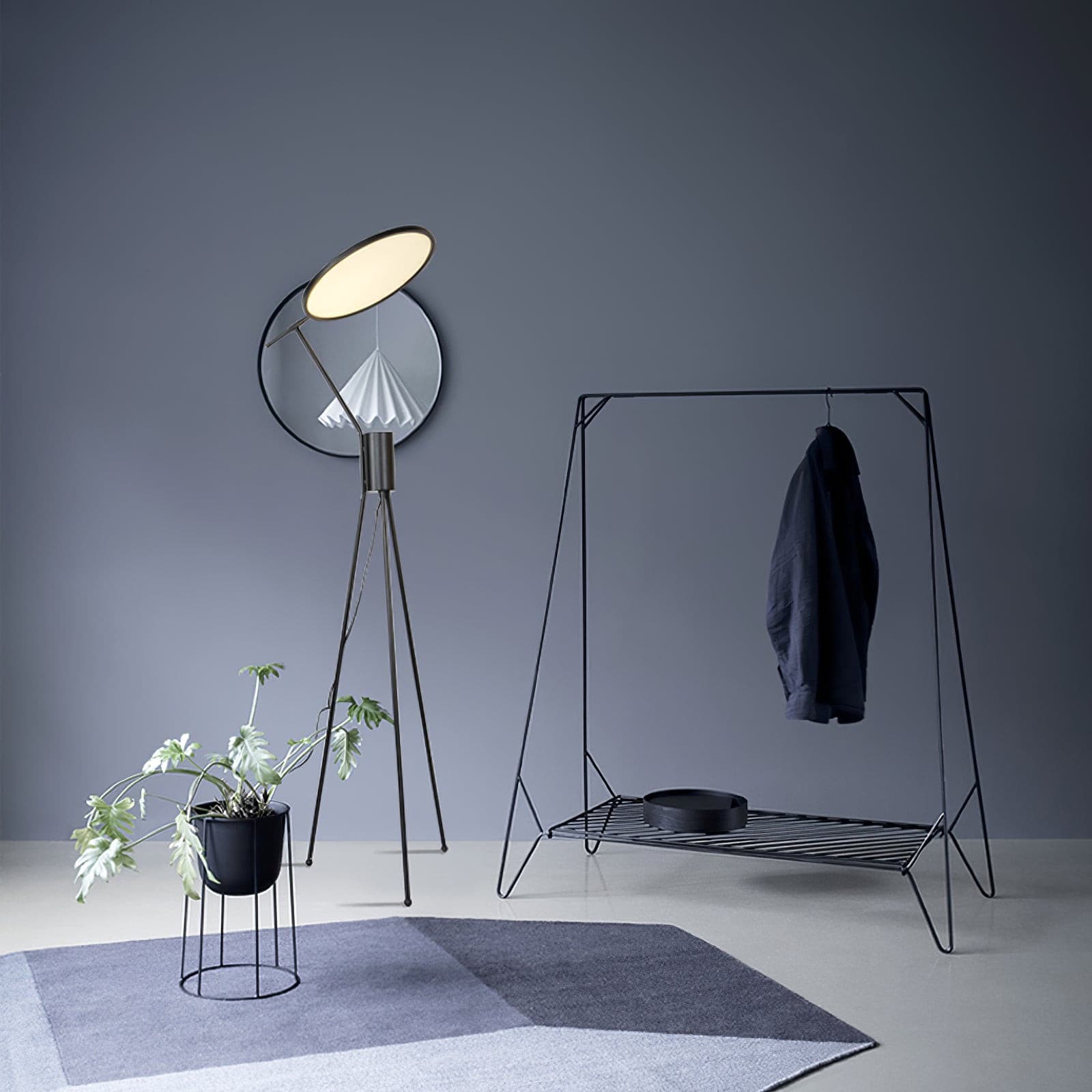 Lámpara de Pie Moderna Celeste con Luz LED Integrada y Pantalla Redonda – Ideal para Salón y Espacios Contemporáneos 6