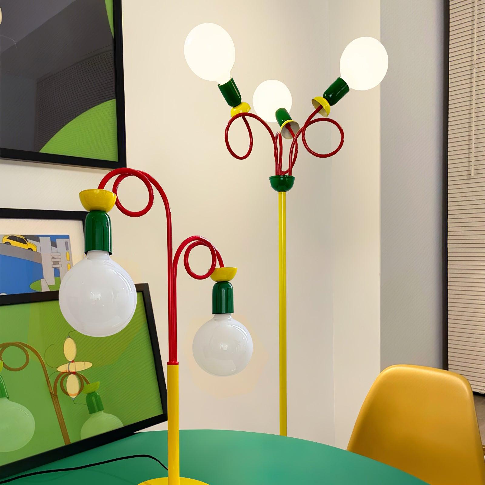 Lámpara de Pie Moderna Circulo Play con Diseño Geométrico en Rojo, Verde y Amarillo – Ideal para Salón y Espacios Interiores 7