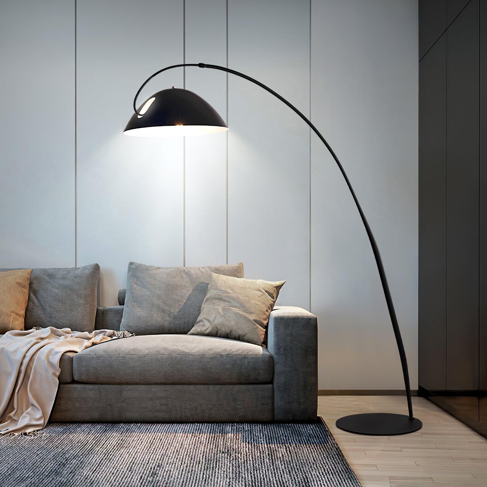 Lámpara de Pie Moderna Escandinava con Brazo Extensible para Salón y Dormitorios - Metal Negro, Ideal para Iluminación Interior 3