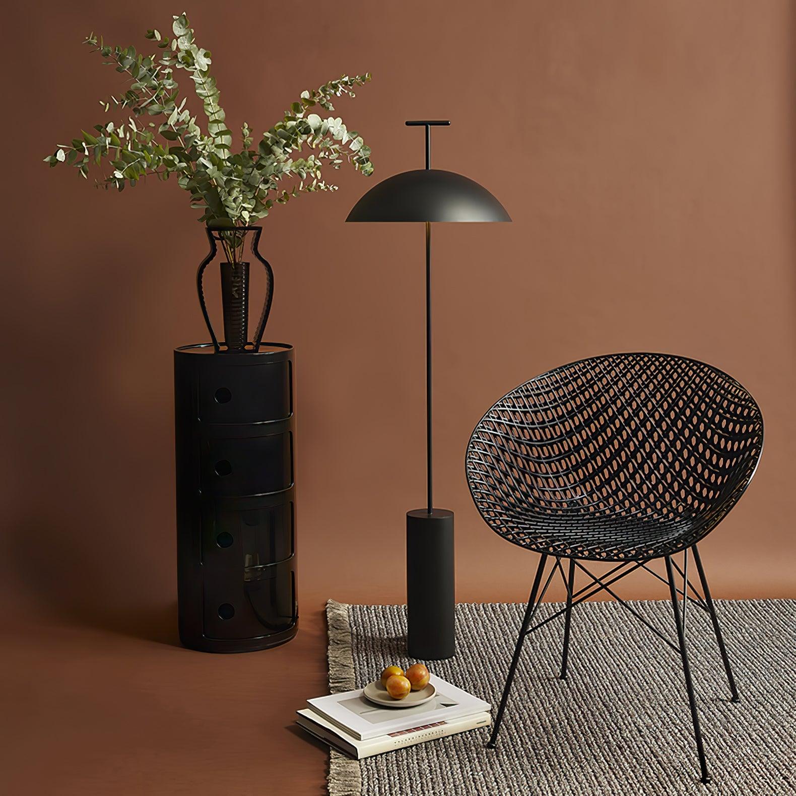 Lámpara de Pie Moderna Monolith Dome Negra con Luz LED para Salón y Espacios Contemporáneos 4