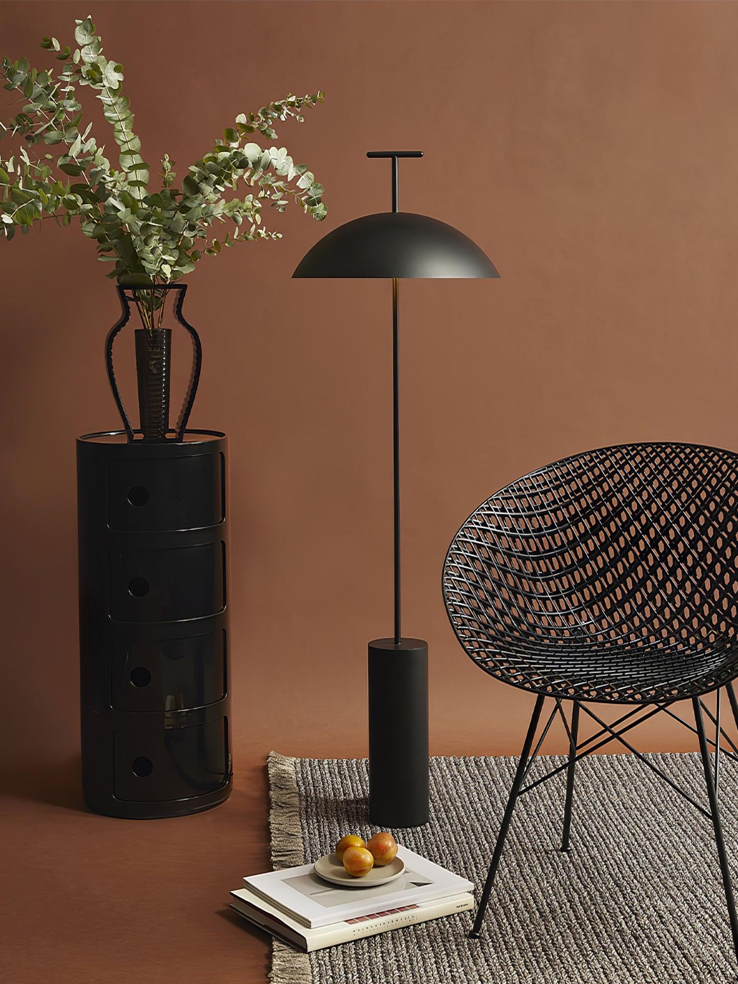 Lámpara de Pie Moderna Monolith Dome Negra con Luz LED para Salón y Espacios Contemporáneos 6