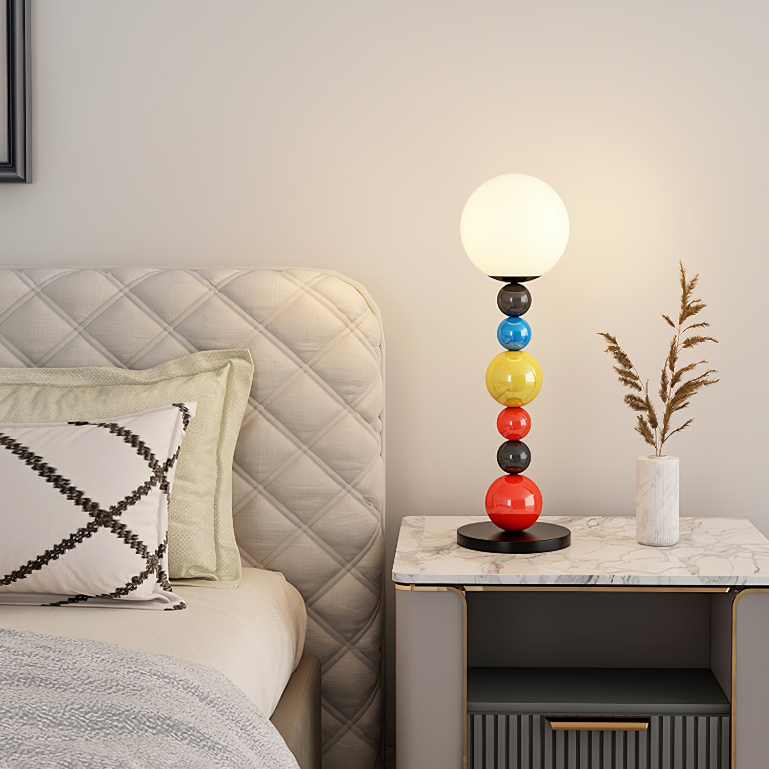 Lámpara de Pie Moderna Redonda Colorida en Metal y Vidrio para Salón - Iluminación Interior Eficiente 0