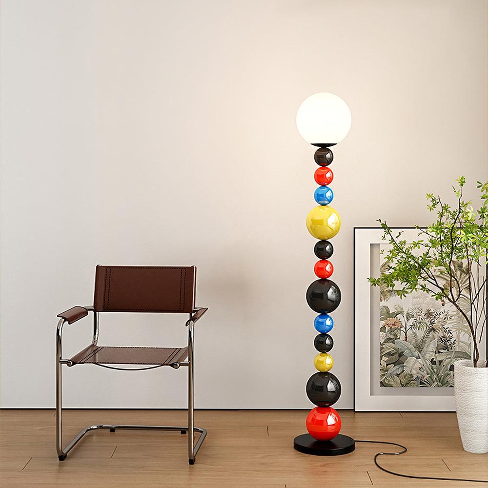 Lámpara de Pie Moderna Redonda Colorida en Metal y Vidrio para Salón - Iluminación Interior Eficiente 4
