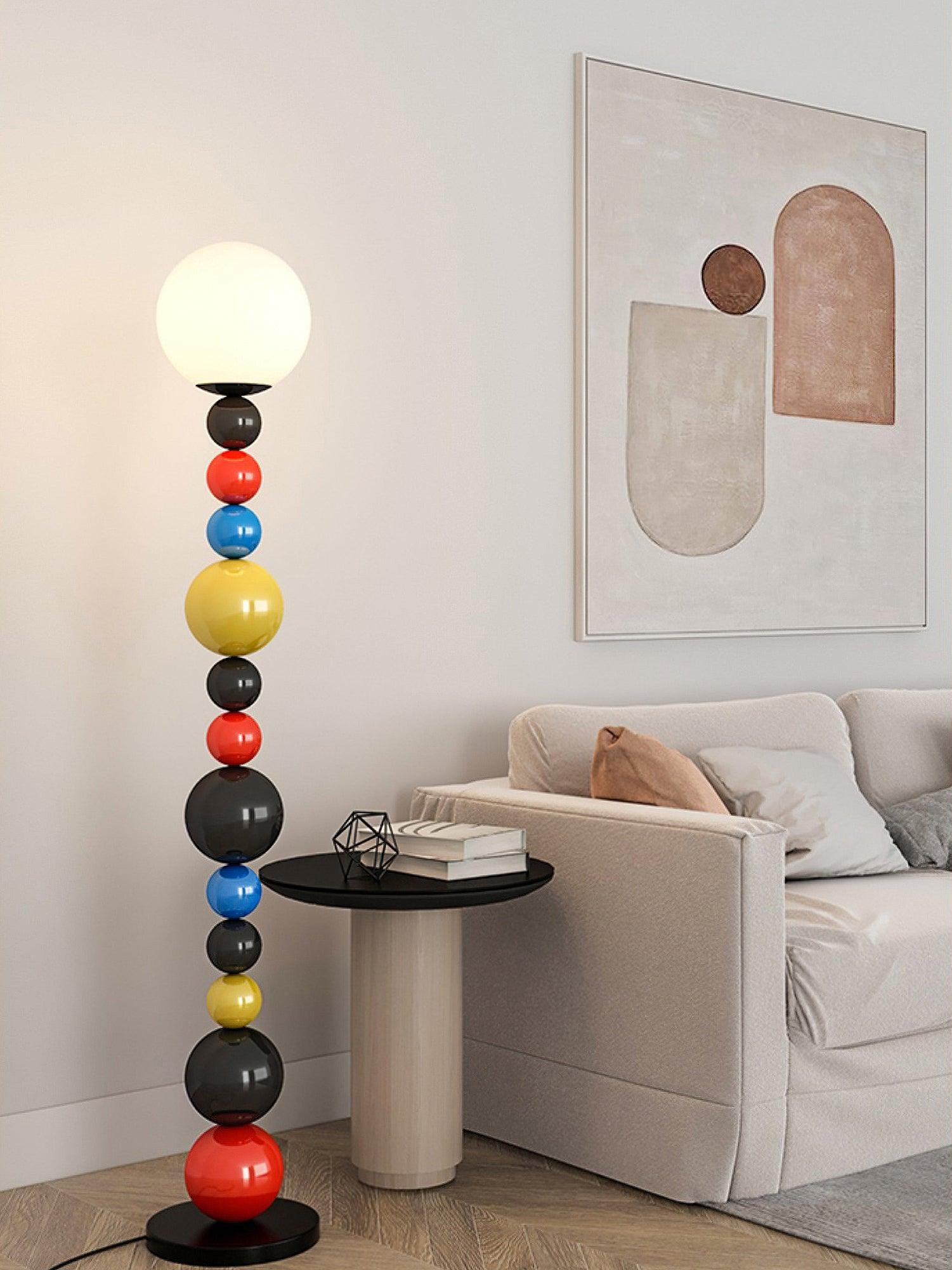 Lámpara de Pie Moderna Redonda Colorida en Metal y Vidrio para Salón - Iluminación Interior Eficiente 8