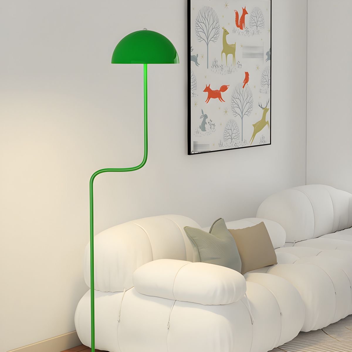 Lámpara de Pie Moderna Verde con Pantalla de Vidrio y Base de Metal – Ideal para Salón y Decoración Interior 5