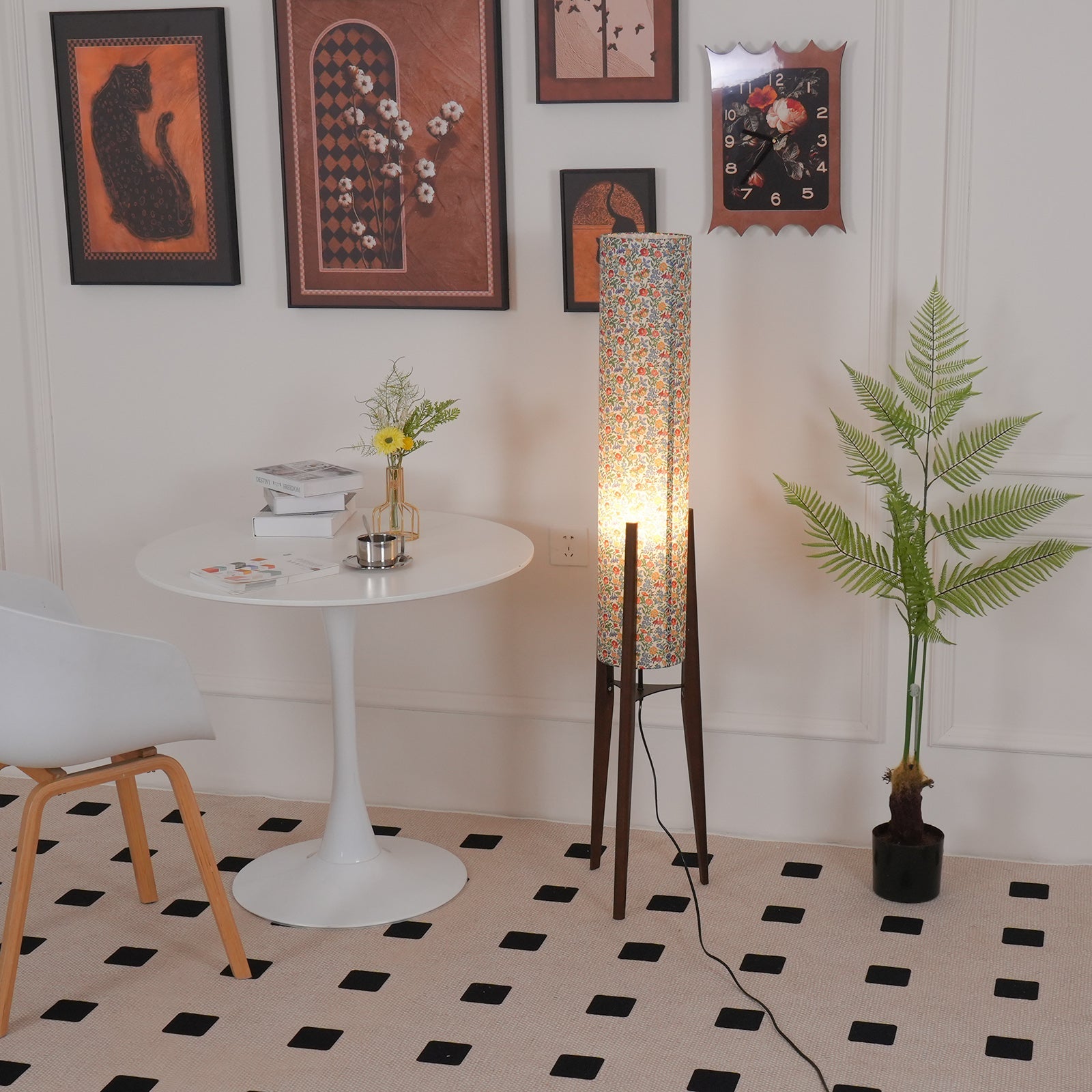 Lámpara de Pie Moderna con Base de Madera y Pantalla Colorida para Salón - Diseño Elegante y Funcional 8