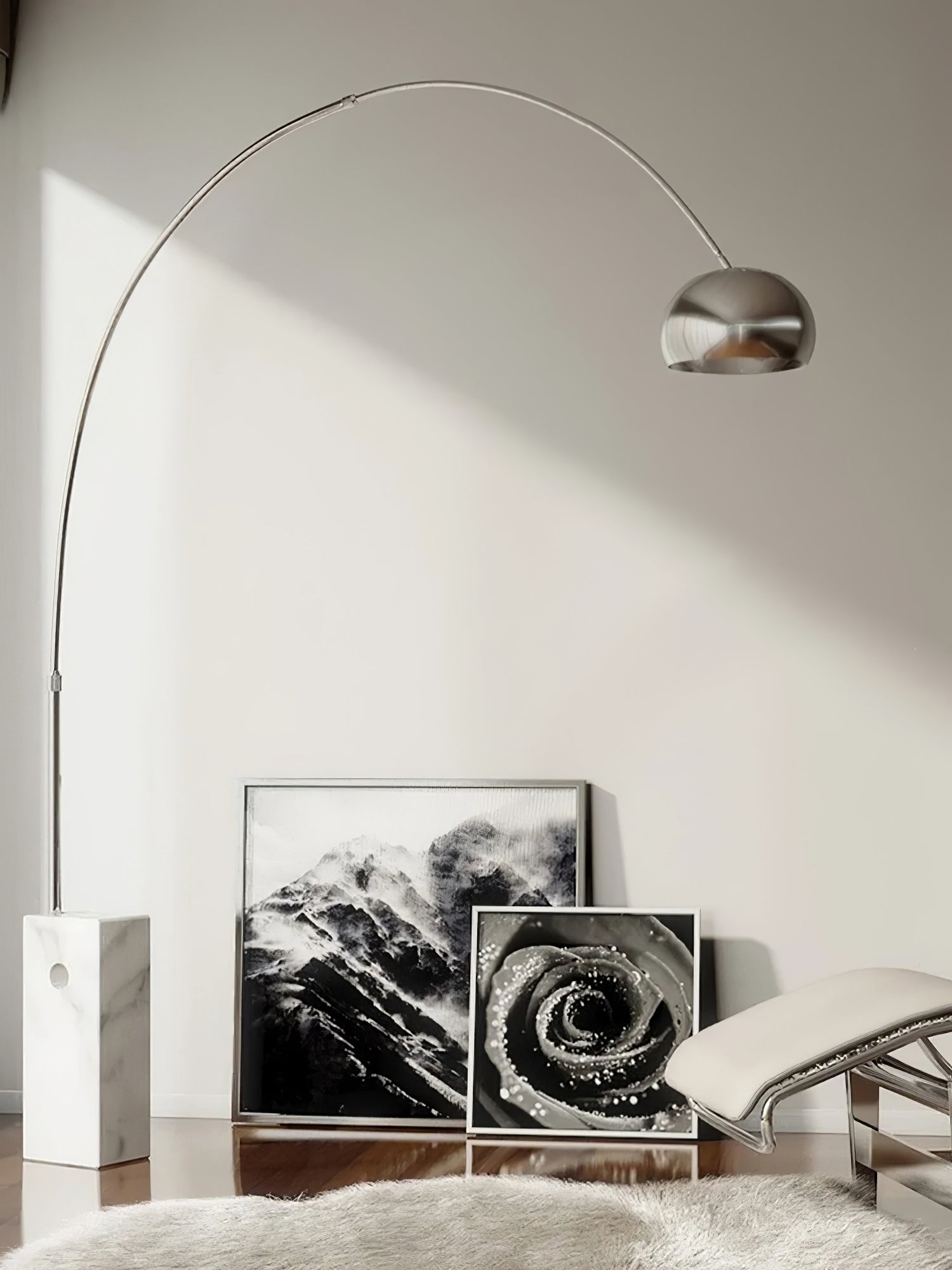 Lámpara de Pie Moderna con Base de Mármol y Acero Inoxidable, Ideal para Salón, Color Negro y Dorado, Varios Tamaños 0