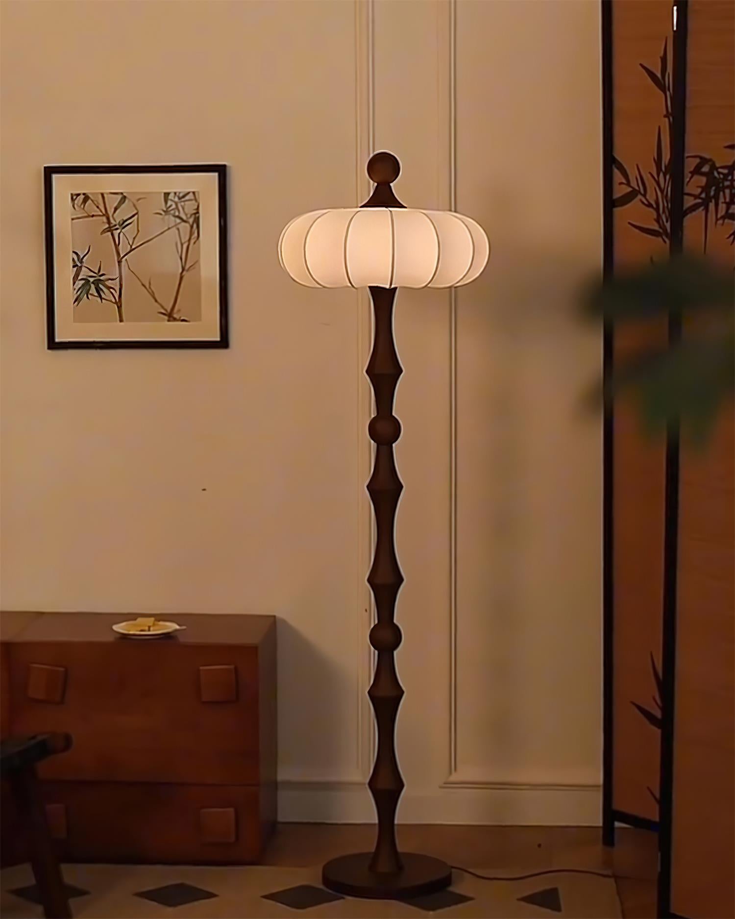 Lámpara de Pie Moderna con Diseño Escultural y Luz Suave – Color Madera y Blanco 8