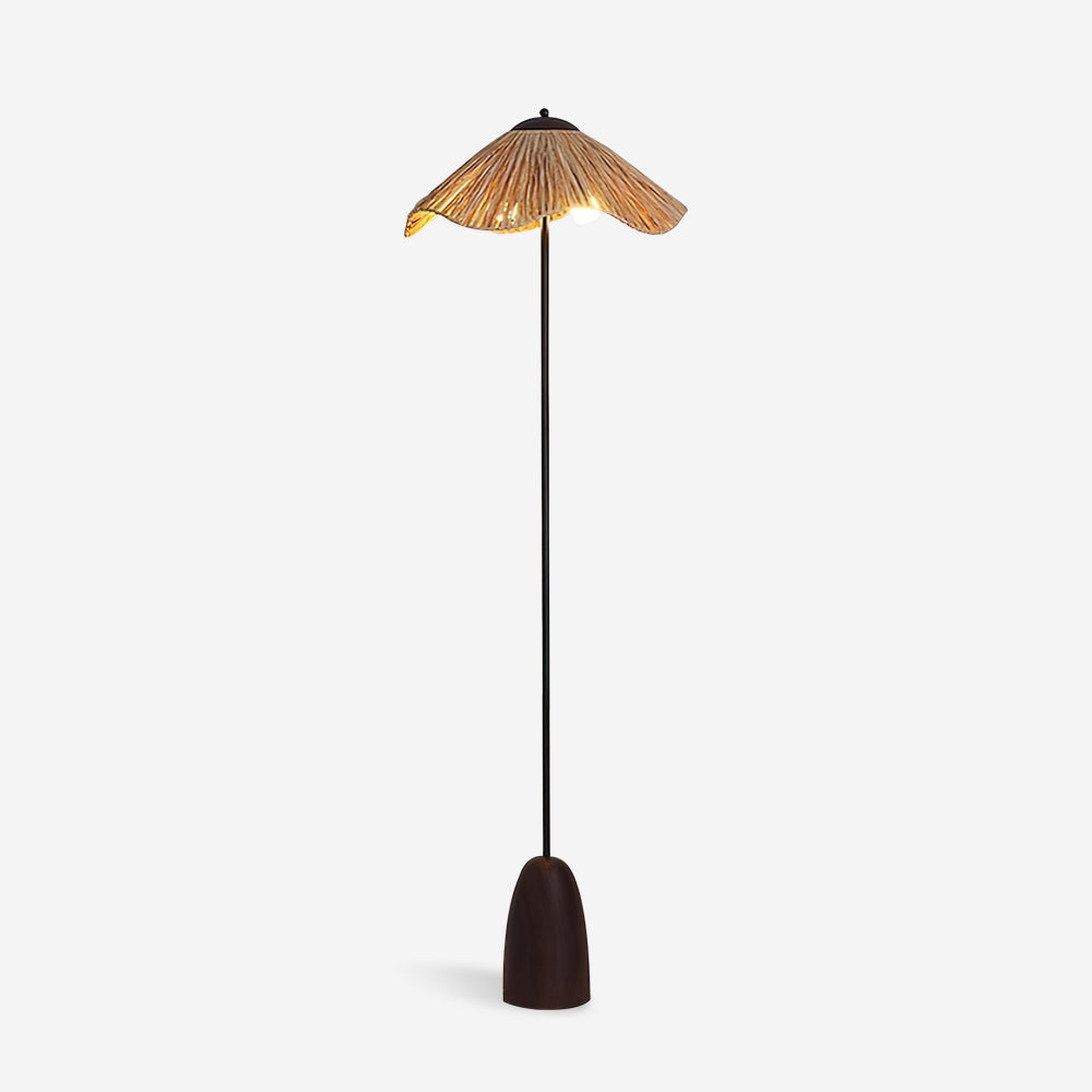 Lámpara de Pie Moderna con Pantalla de Raffia y Base de Madera - Diseño Elegante y Sofisticado 0