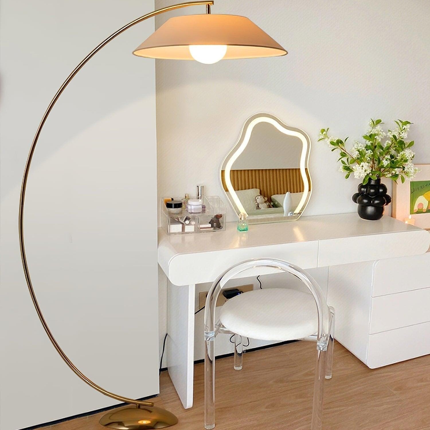 Lámpara de Pie Moderna con Pantalla de Tela y Base de Acero – Ideal para Salones y Dormitorios 3