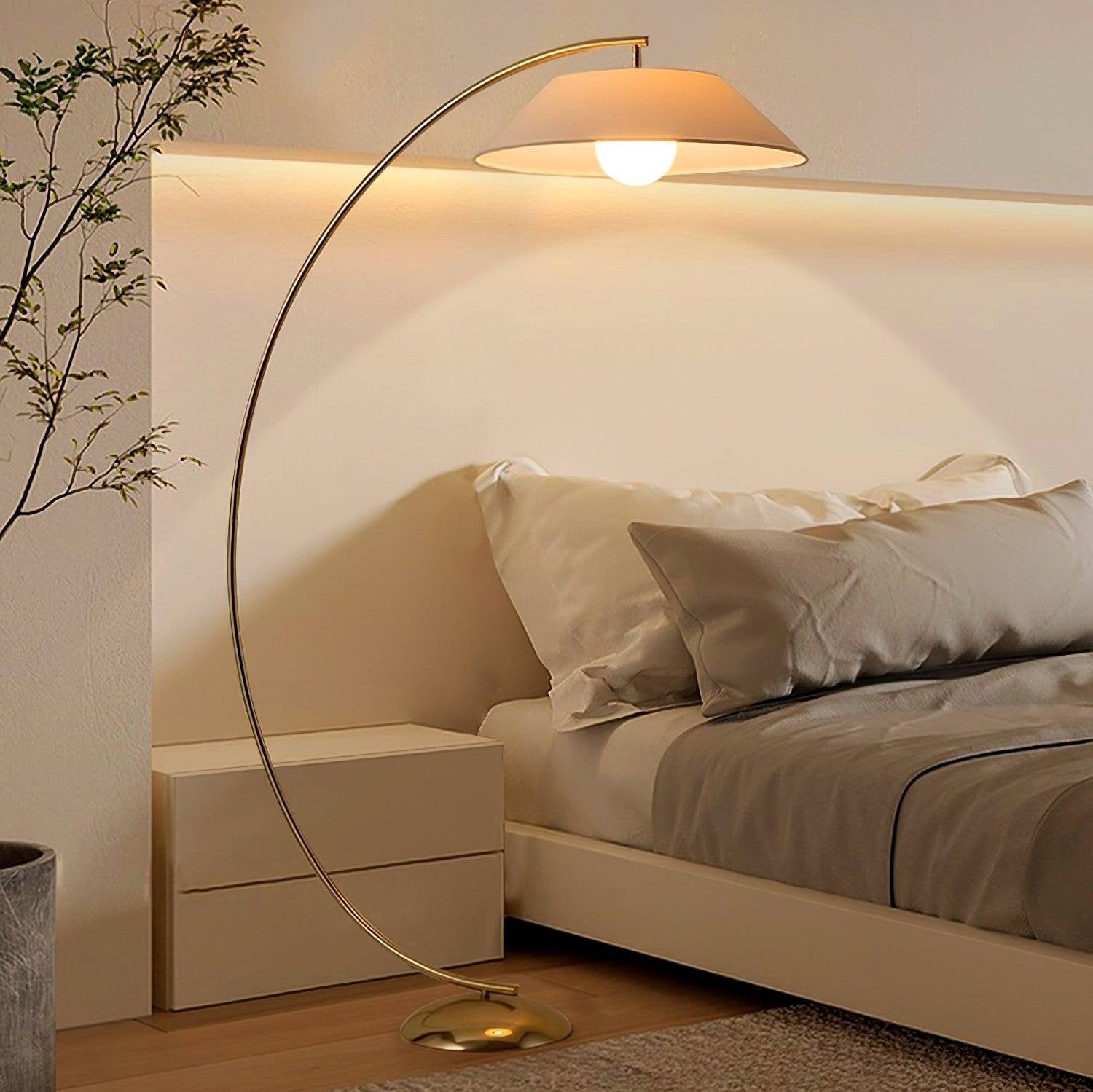 Lámpara de Pie Moderna con Pantalla de Tela y Base de Acero – Ideal para Salones y Dormitorios 6