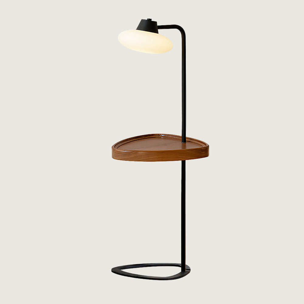 Lámpara de Pie Moderna con Pantalla de Vidrio y Base de Madera - Diseño Compacto y Elegante 1