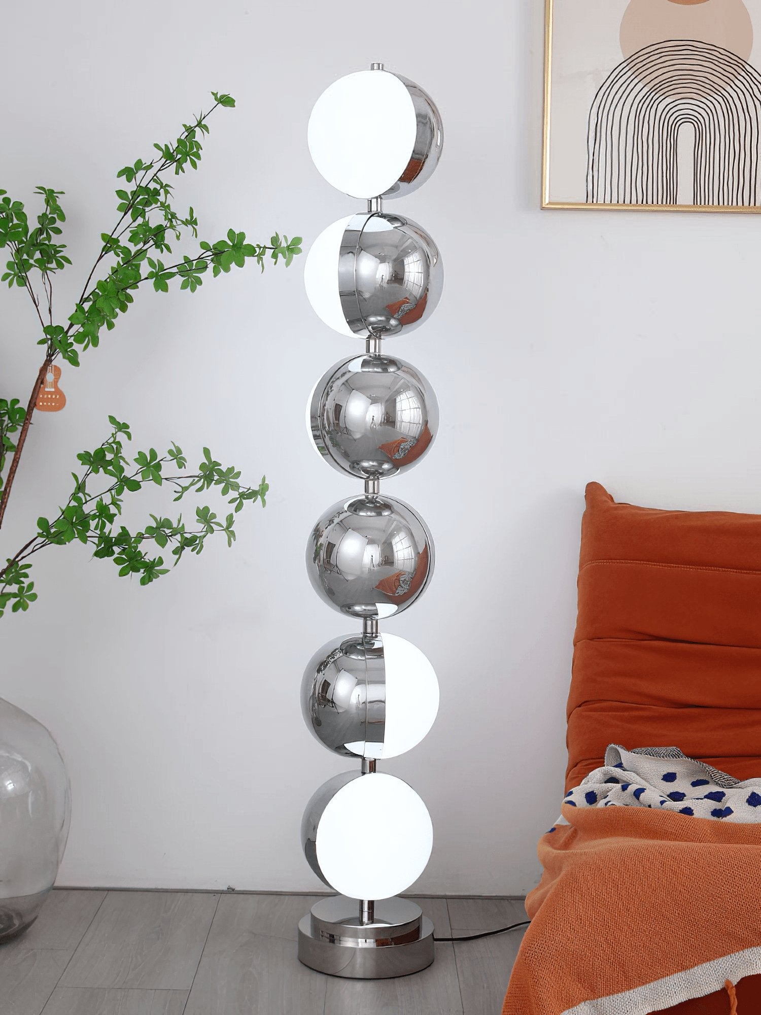 Lámpara de Pie Moderna de Acero Inoxidable y Acrílico con Luz LED Integrada - Acabado Cromado 6