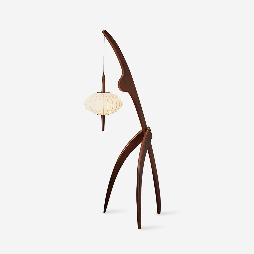 Lámpara de Pie Moderna de Madera con Diseño Abstracto para Salón - Altura 160 cm, Interruptor de Pie 1