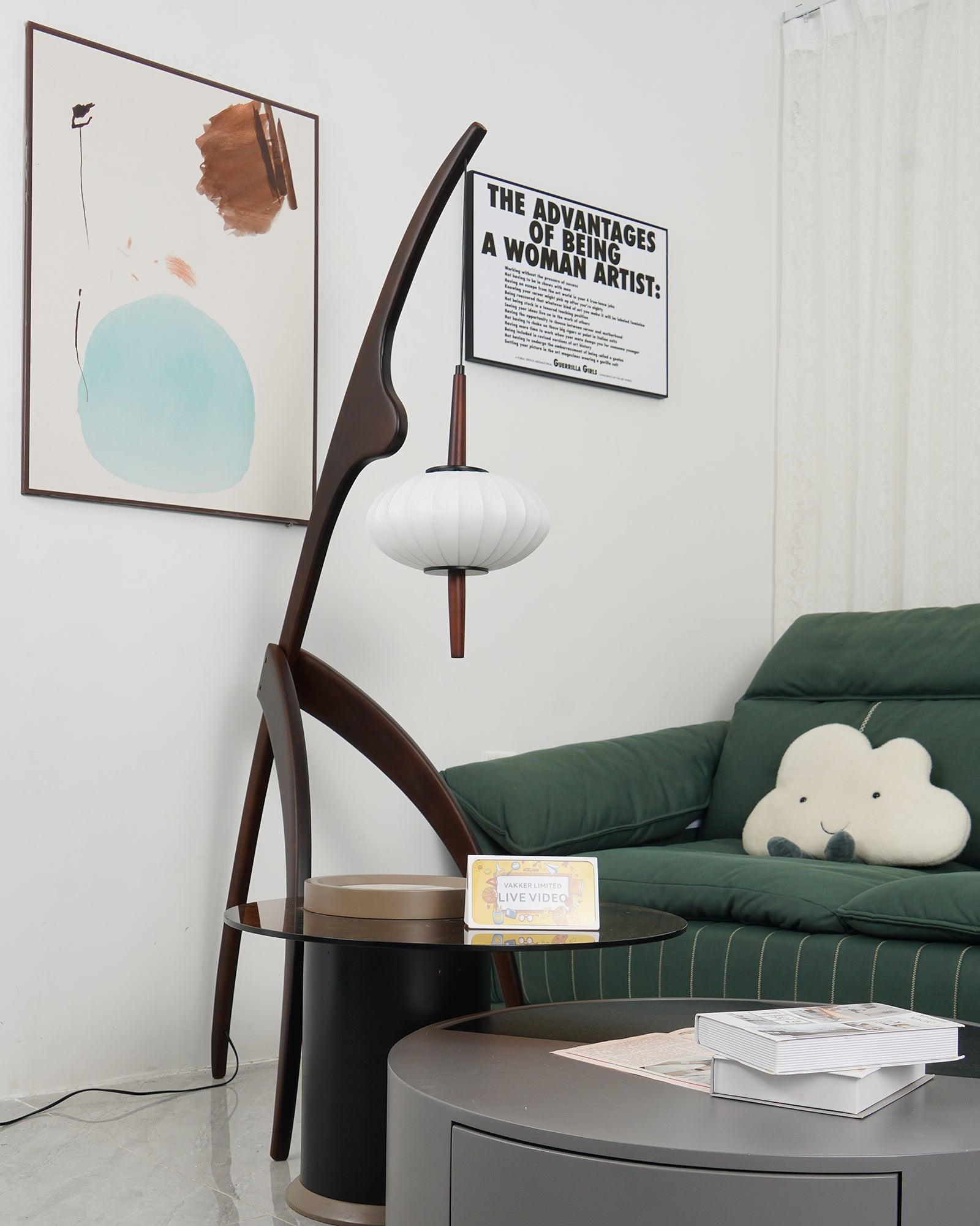 Lámpara de Pie Moderna de Madera con Diseño Abstracto para Salón - Altura 160 cm, Interruptor de Pie 3