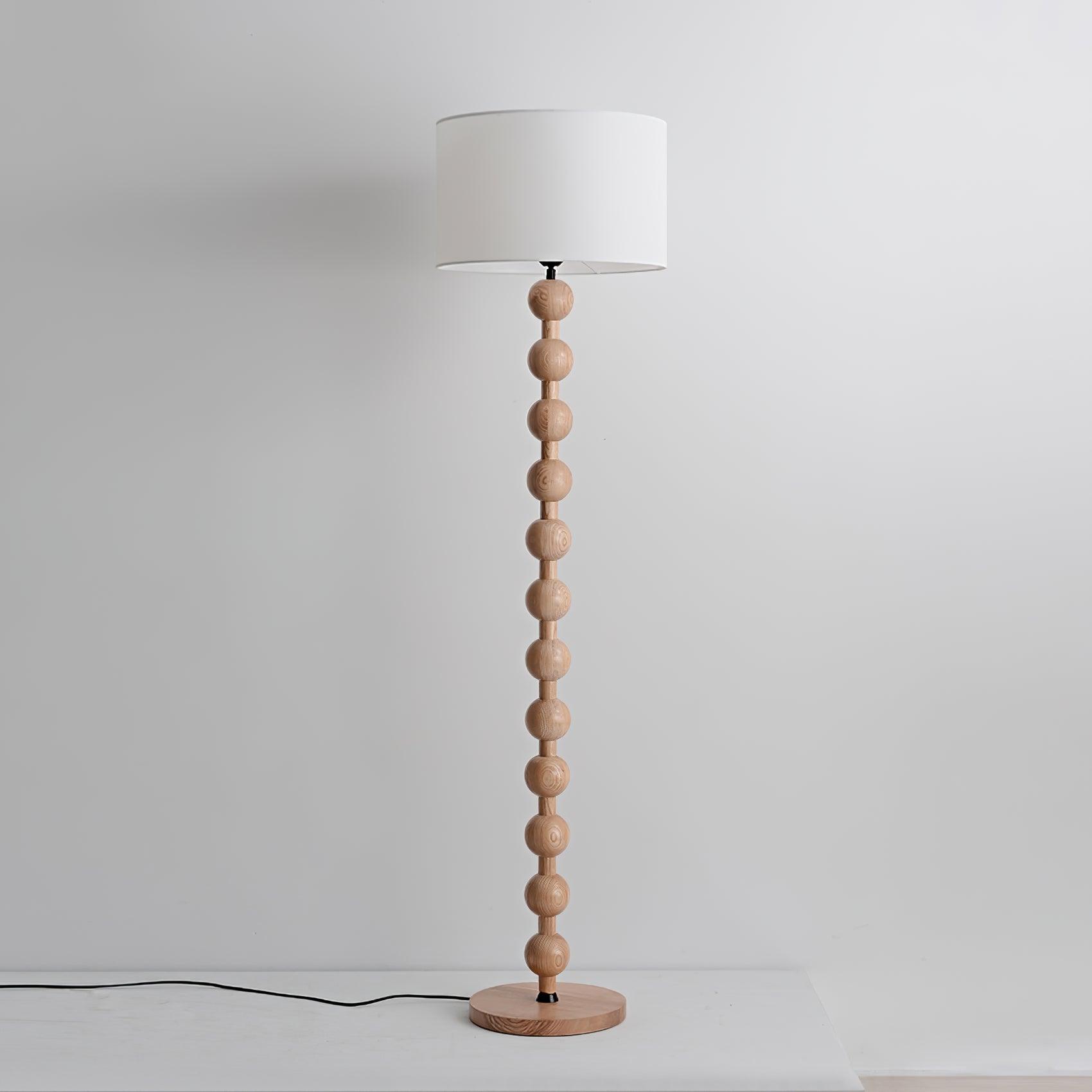 Lámpara de Pie Moderna de Madera con Pantalla Blanca – Diseño Acogedor para Salón, Altura 160 cm, Interruptor de Pie 0