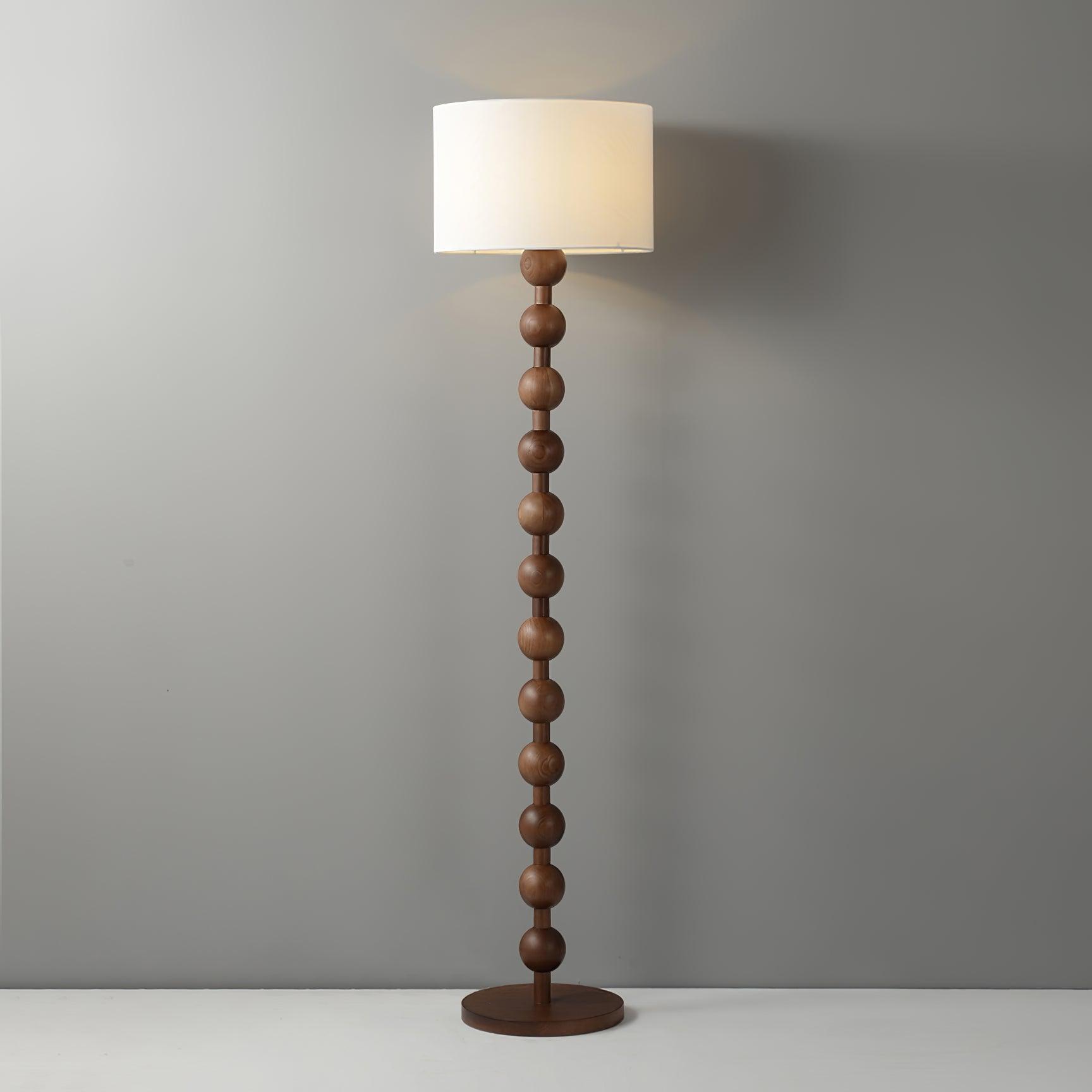 Lámpara de Pie Moderna de Madera con Pantalla Blanca – Diseño Acogedor para Salón, Altura 160 cm, Interruptor de Pie 3