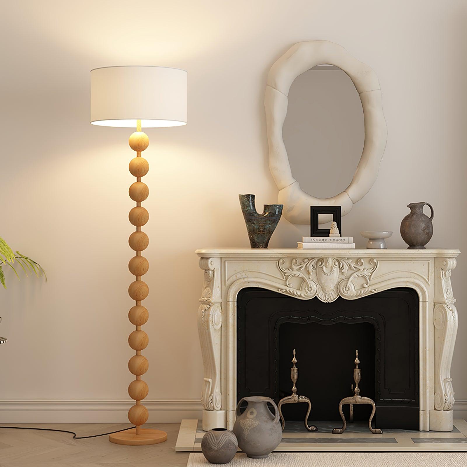 Lámpara de Pie Moderna de Madera con Pantalla Blanca – Diseño Acogedor para Salón, Altura 160 cm, Interruptor de Pie 5