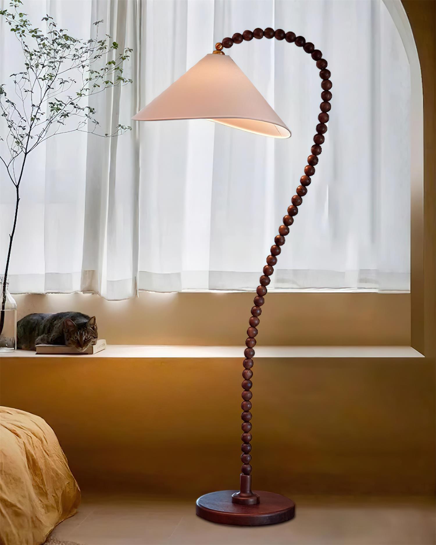 Lámpara de Pie Moderna de Madera con Pantalla Blanca – Ideal para Salón y Decoración Contemporánea, 170 cm altura 7