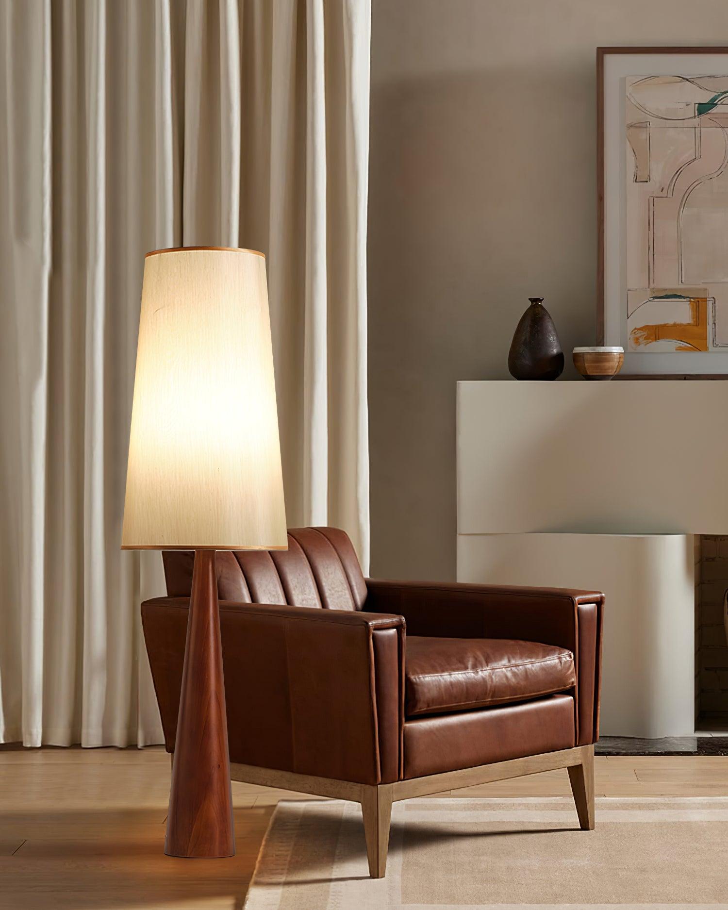 Lámpara de Pie Moderna de Madera con Pantalla de Tela – Diseño Elegante para Salón y Espacios Contemporáneos 4