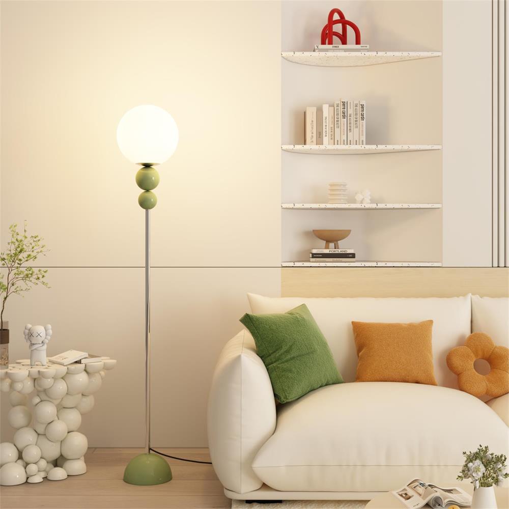 Lámpara de Pie Moderna de Metal y Cristal, 154 cm, Rojo, Blanco Lechoso, Verde, Cromo, Ideal para Salón 10
