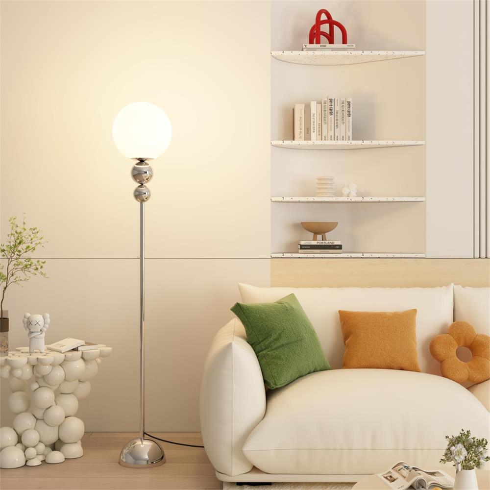 Lámpara de Pie Moderna de Metal y Cristal, 154 cm, Rojo, Blanco Lechoso, Verde, Cromo, Ideal para Salón 11