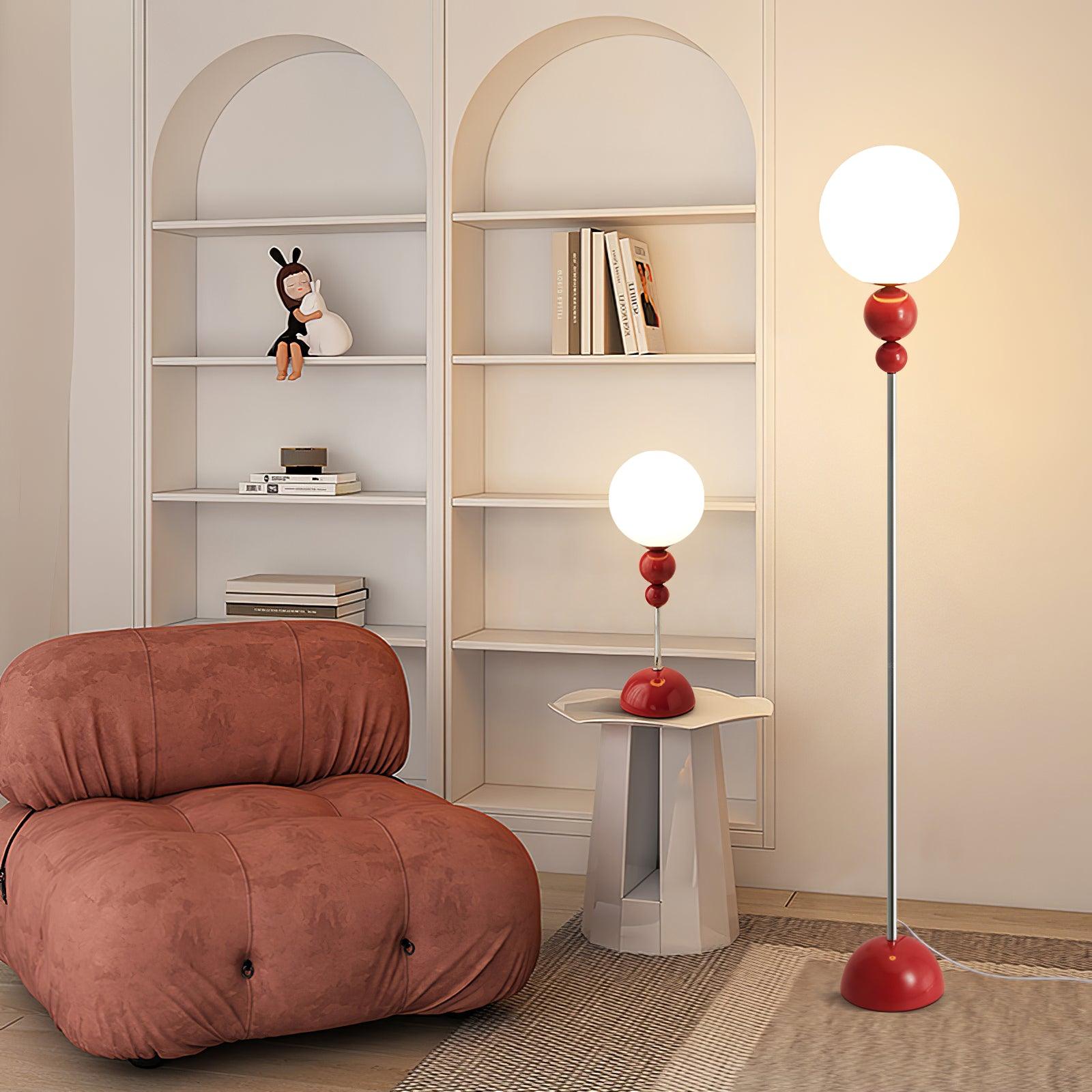 Lámpara de Pie Moderna de Metal y Cristal, 154 cm, Rojo, Blanco Lechoso, Verde, Cromo, Ideal para Salón 4