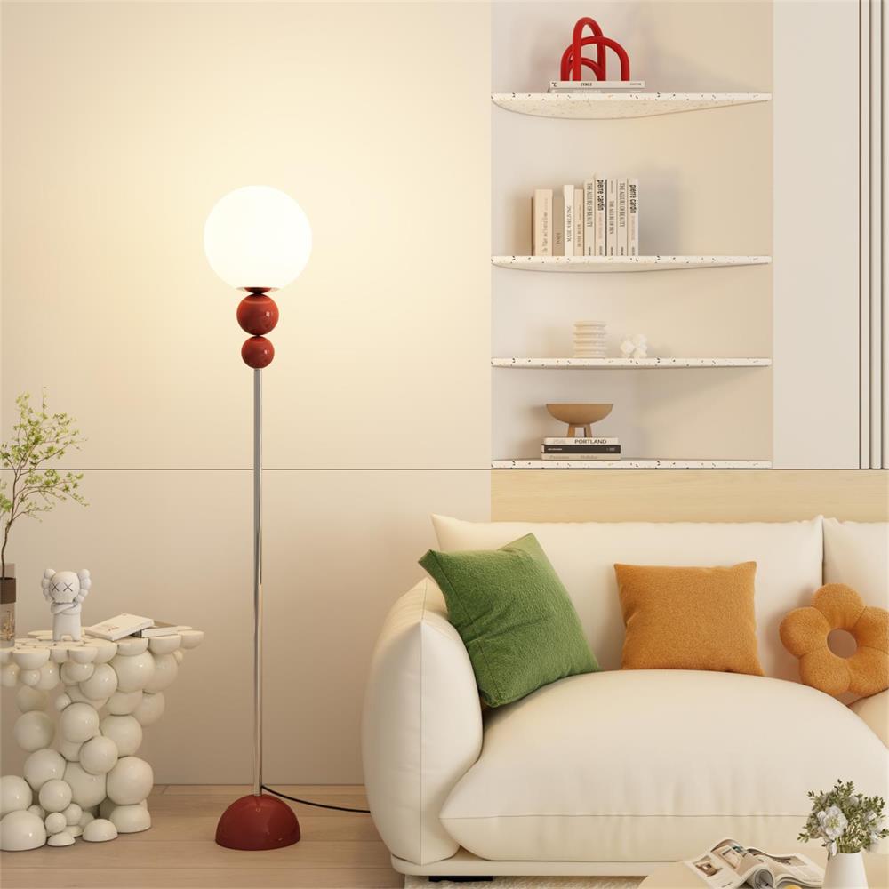Lámpara de Pie Moderna de Metal y Cristal, 154 cm, Rojo, Blanco Lechoso, Verde, Cromo, Ideal para Salón 9