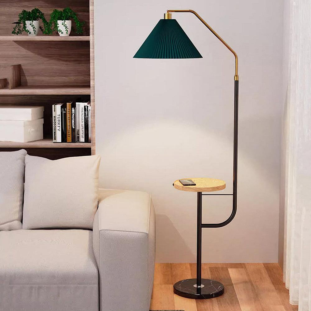 Colva - Lámpara de Pie Moderna de Metal y Mármol con Pantallas Beige y Verde – Diseño Elegante y Funcional