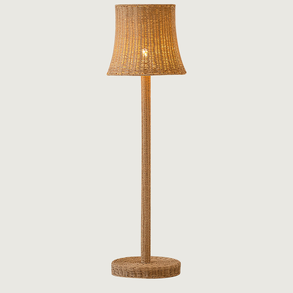 Lámpara de Pie Moderna de Ratan para Salón, Iluminación LED Artesanal, Diseño Elegante y Natural, 140 cm de Alto 0