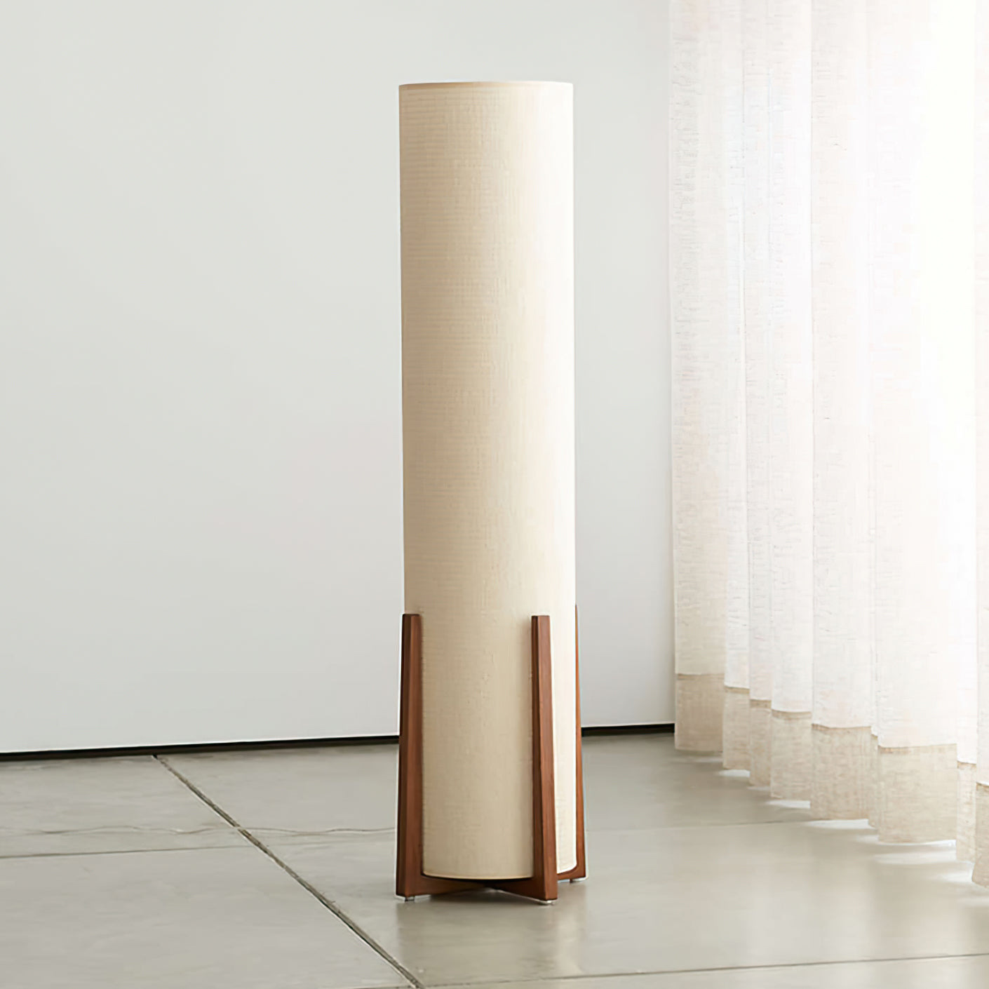Lámpara de Pie Moderna de Tela con Estructura de Madera para Salón - Diseño Acogedor y Elegante 3