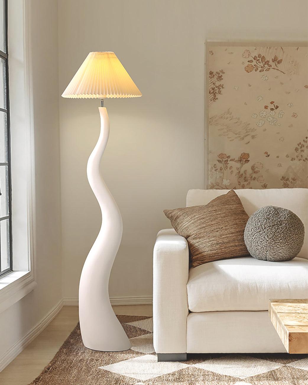 Lámpara de Pie Moderna en Resina y Tela, Diseño Orgánico de 165 cm para Salón y Espacios Amplios 3