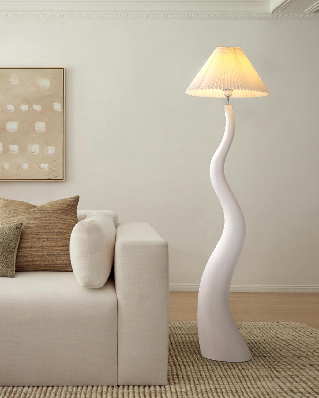 Lámpara de Pie Moderna en Resina y Tela, Diseño Orgánico de 165 cm para Salón y Espacios Amplios 4