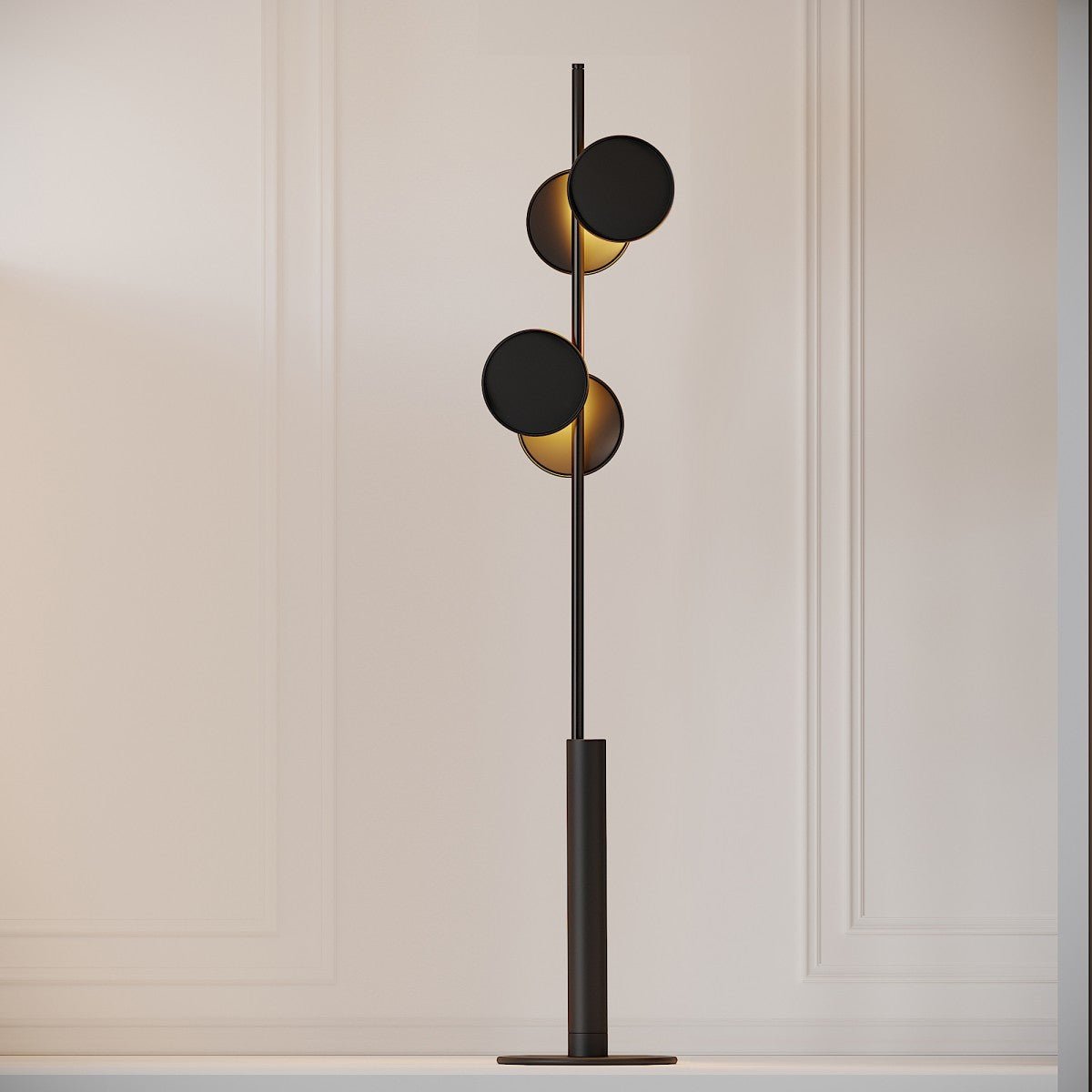 Lámpara de Pie Modular Negra con Dimming Inalámbrico y Diseño Personalizable para Salón 3