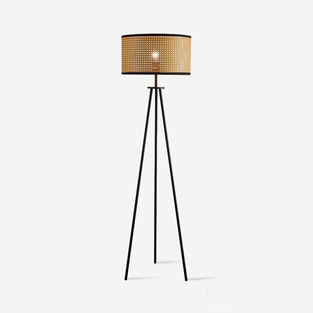 Lámpara de Pie Morenci con Pantalla de Mimbre y Diseño Minimalista – Elegante y Rústica 1