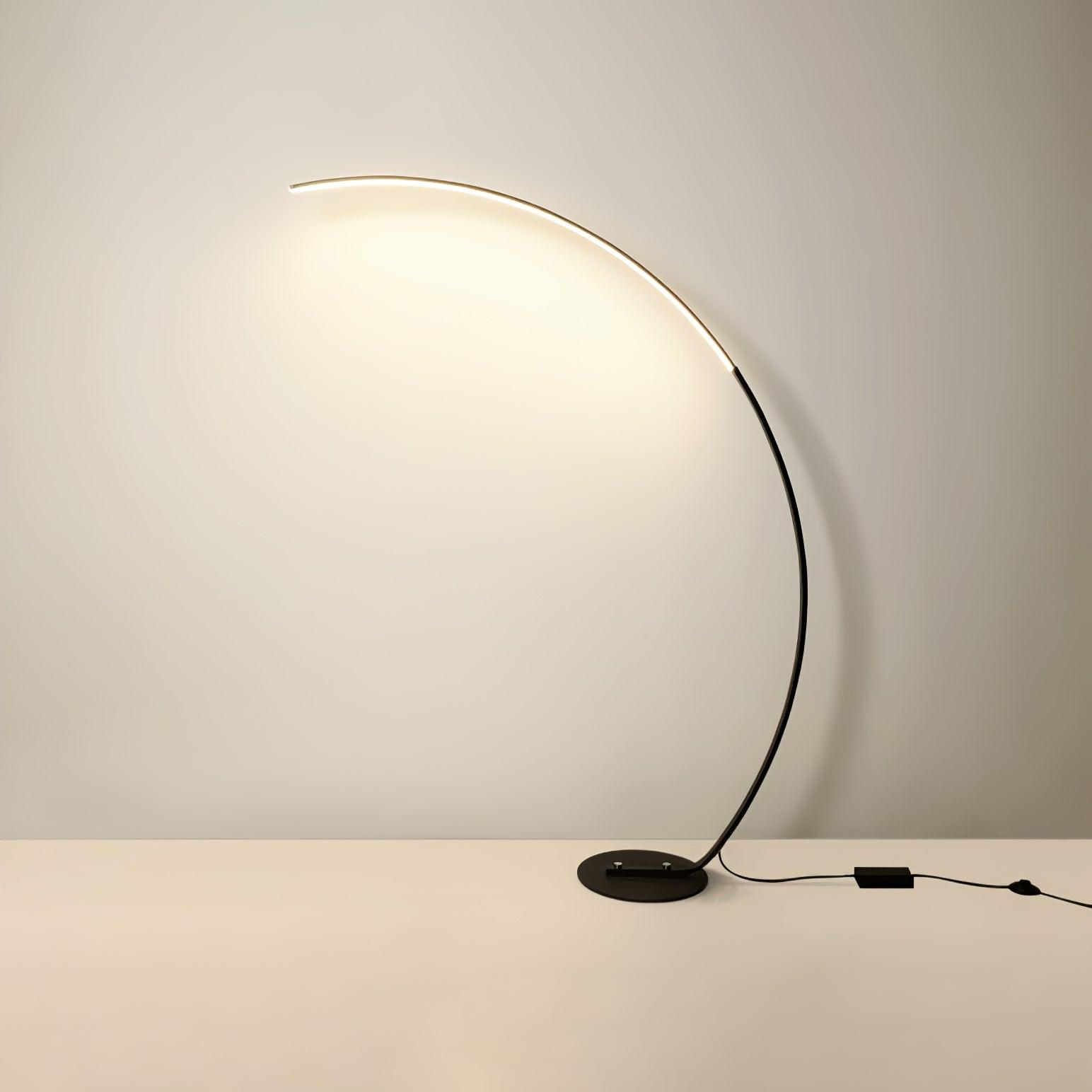 Lámpara de Pie Negra Arco con Luz LED Integrada – Diseño Minimalista para Salón y Espacios Modernos 0